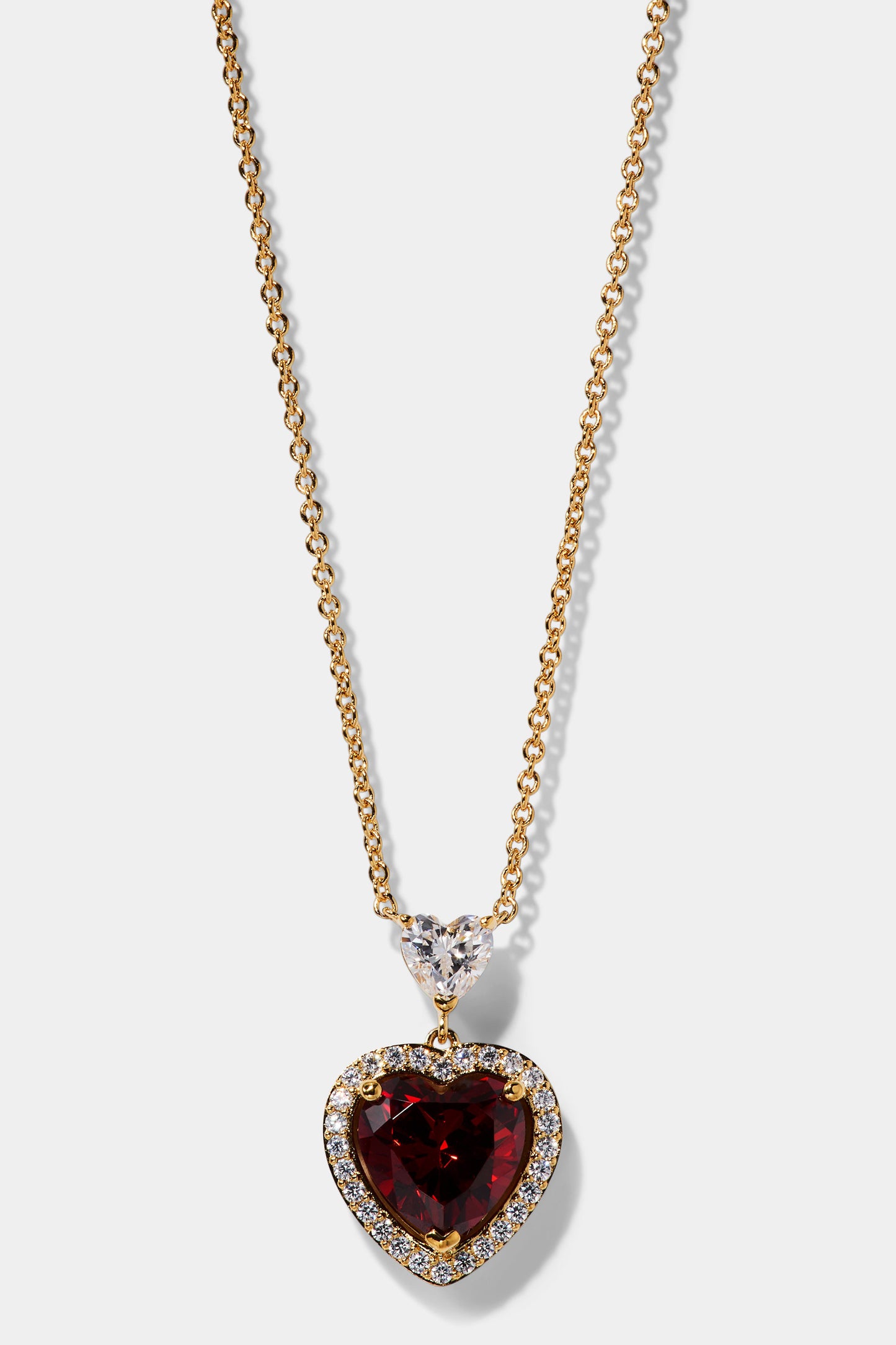 LE BISOU RED HALO HEART NECKLACE IN GOLD PLATING