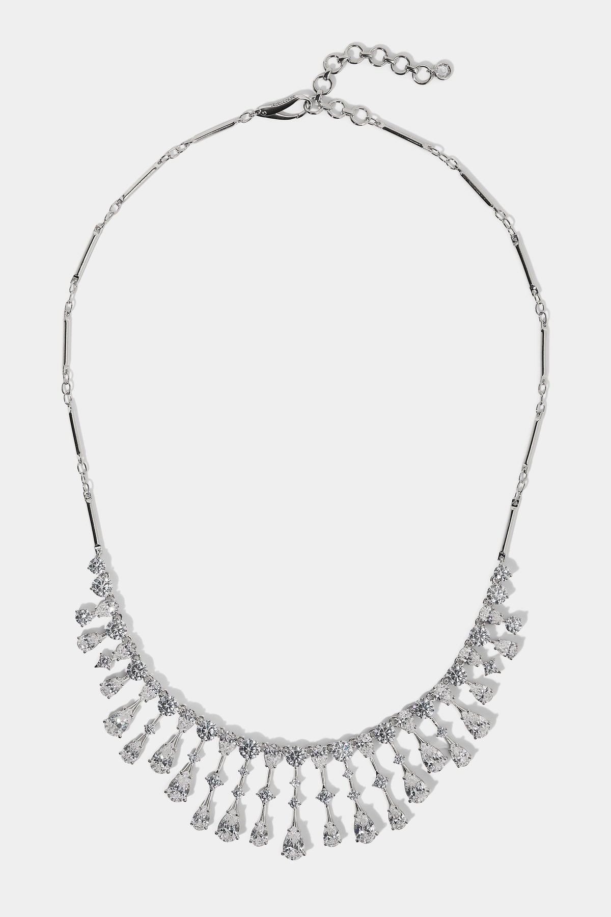 HERA FRINGE FRONTAL NECKLACE IN RHODIUM PLATING