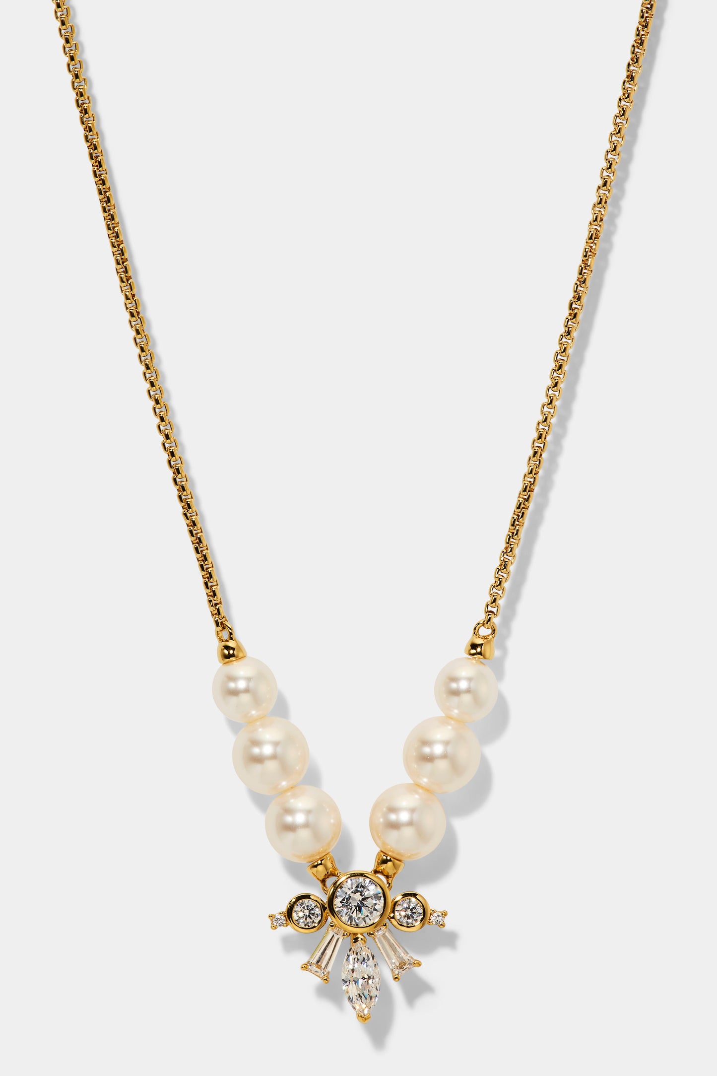 UNDER THE SEA PEARL FRONTAL NECKLACE IN GOLD PLATING