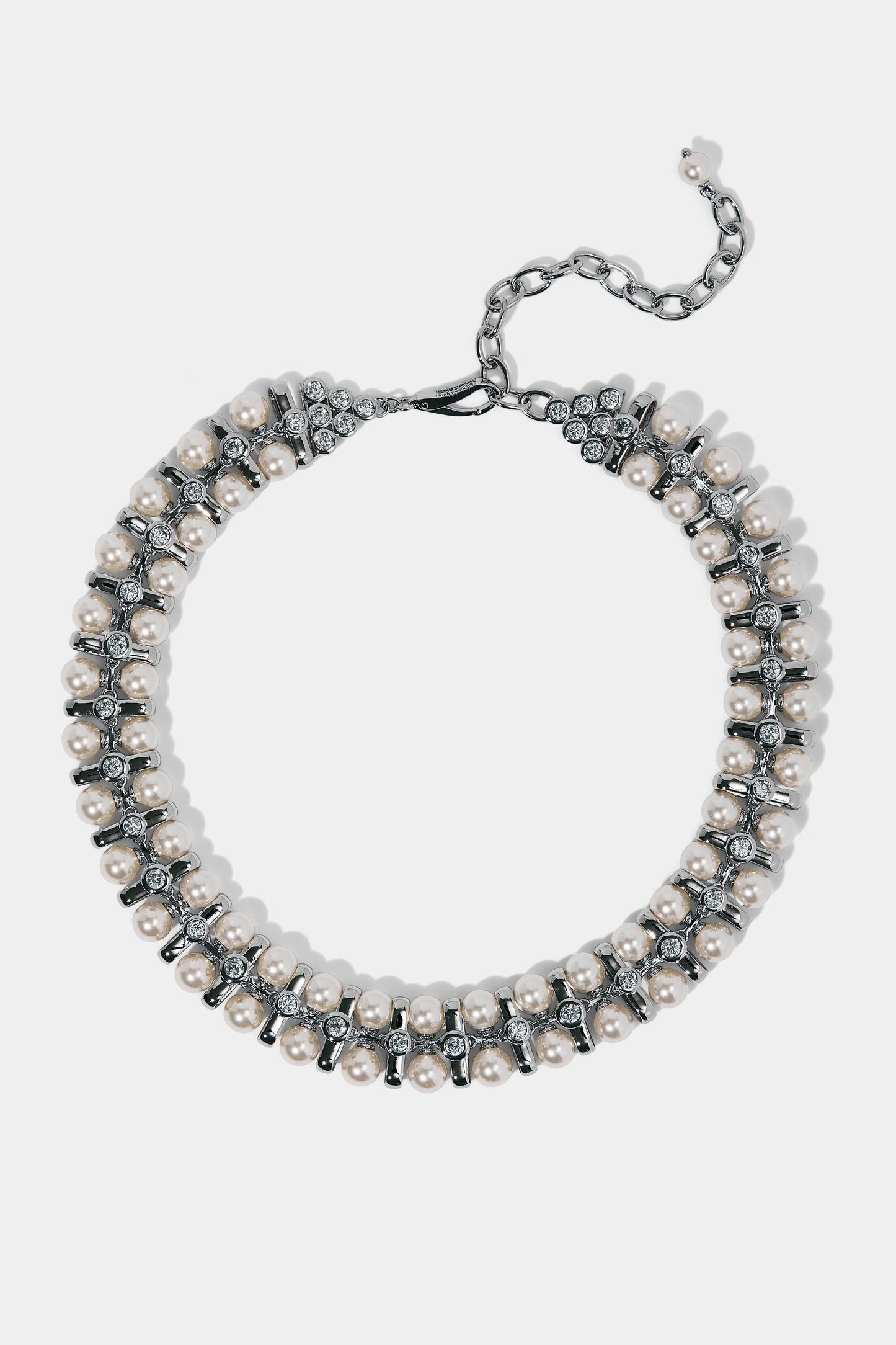 UNDER THE SEA RETRO PEARL CHOKER NECKLACE IN RHODIUM PLATING