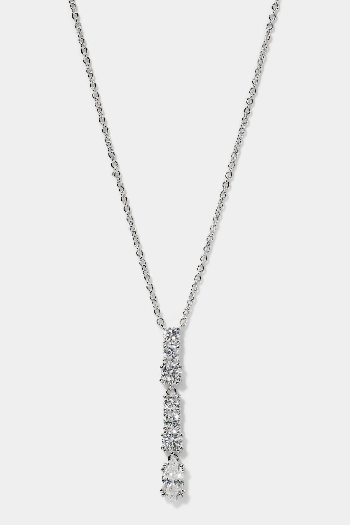 TWINNIE SHORT Y PENDANT NECKLACE IN RHODIUM PLATING