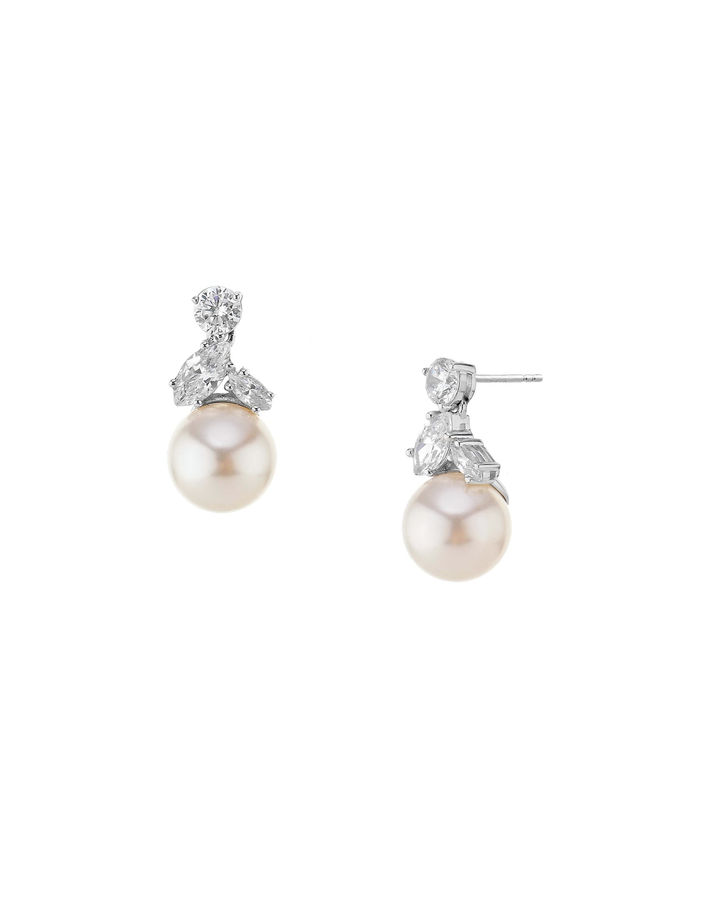 CUBIC ZIRCONIA AND PEARL DROP EARRING