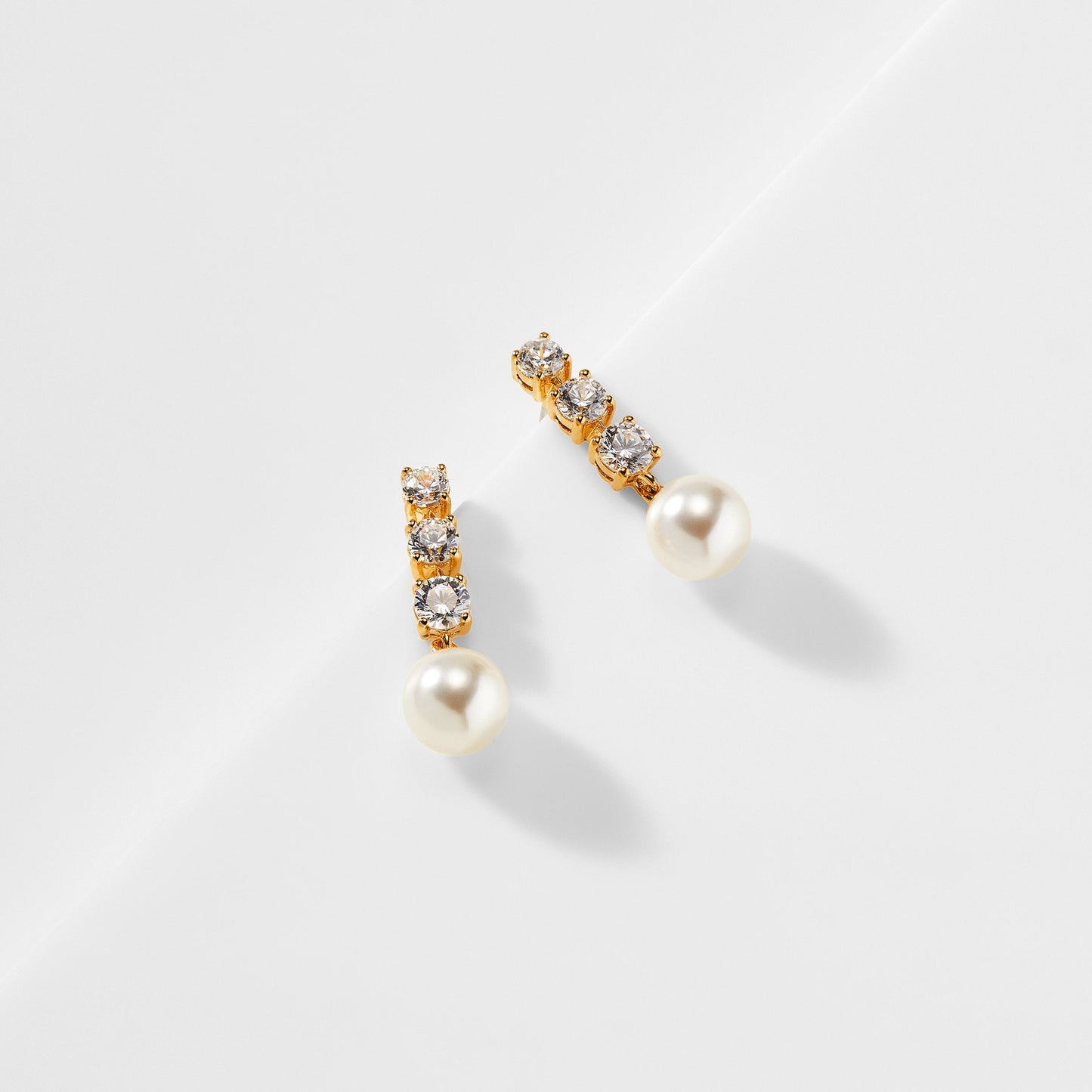 CAMILA PEARL AND CZ DROP EARRINGS
