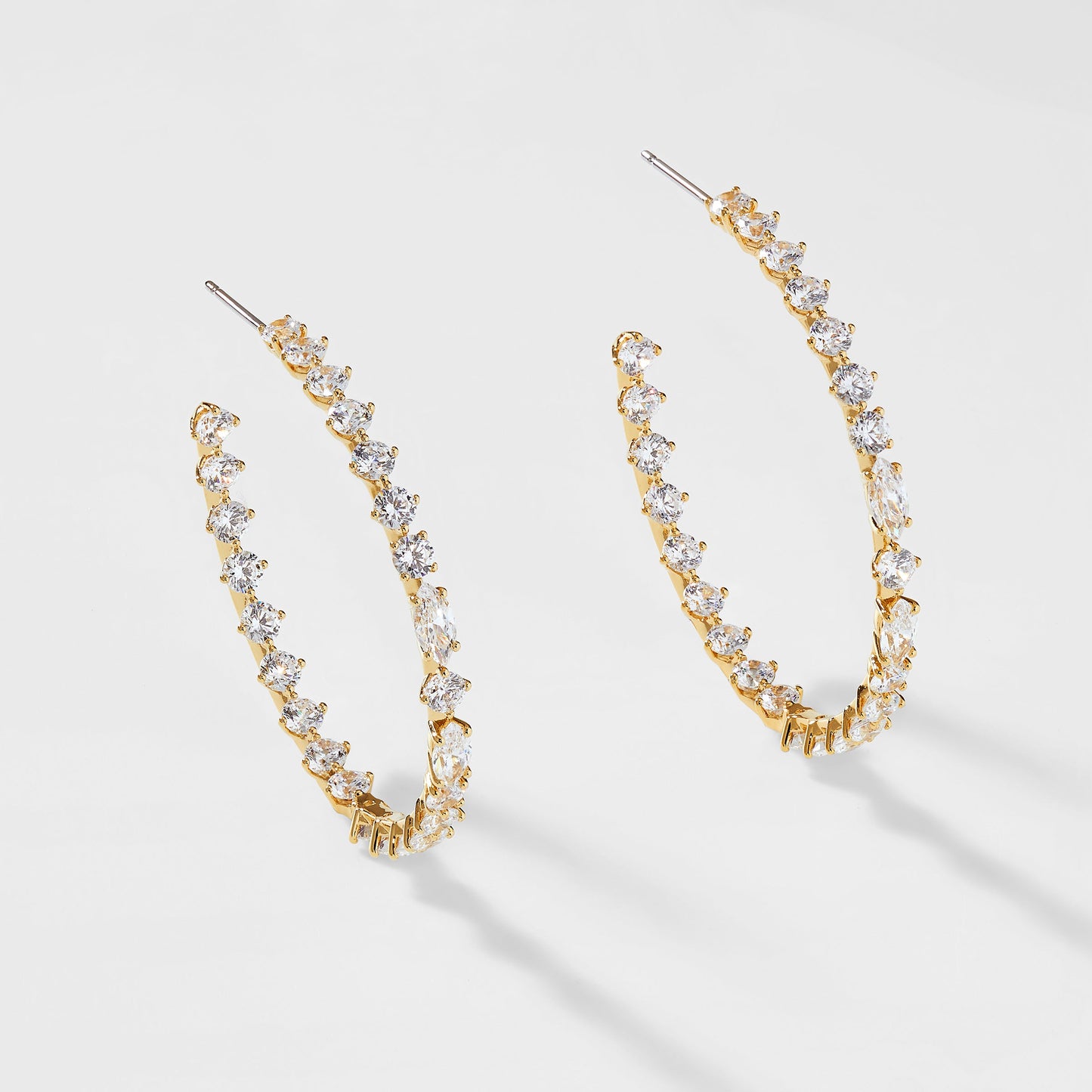 PRIMA CZ LARGE J HOOP EARRINGS