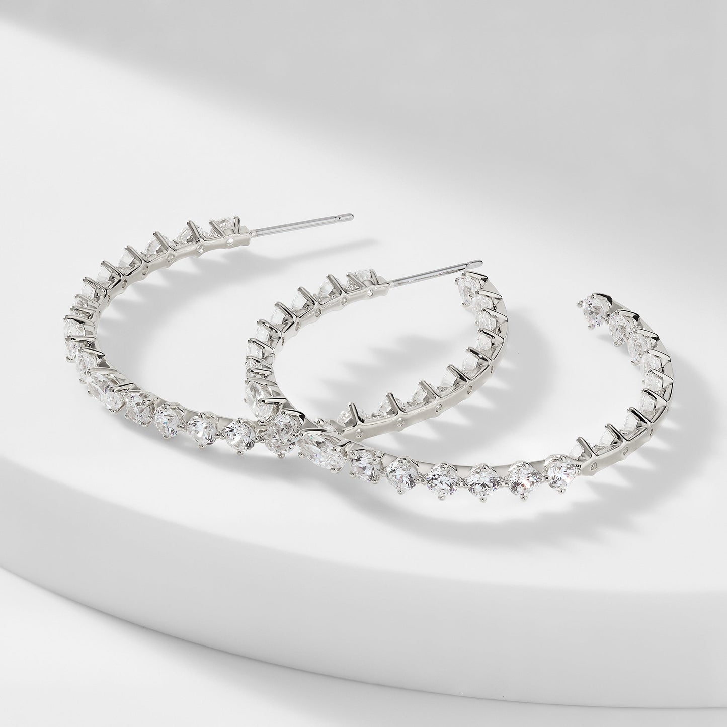 PRIMA CZ LARGE J HOOP EARRINGS