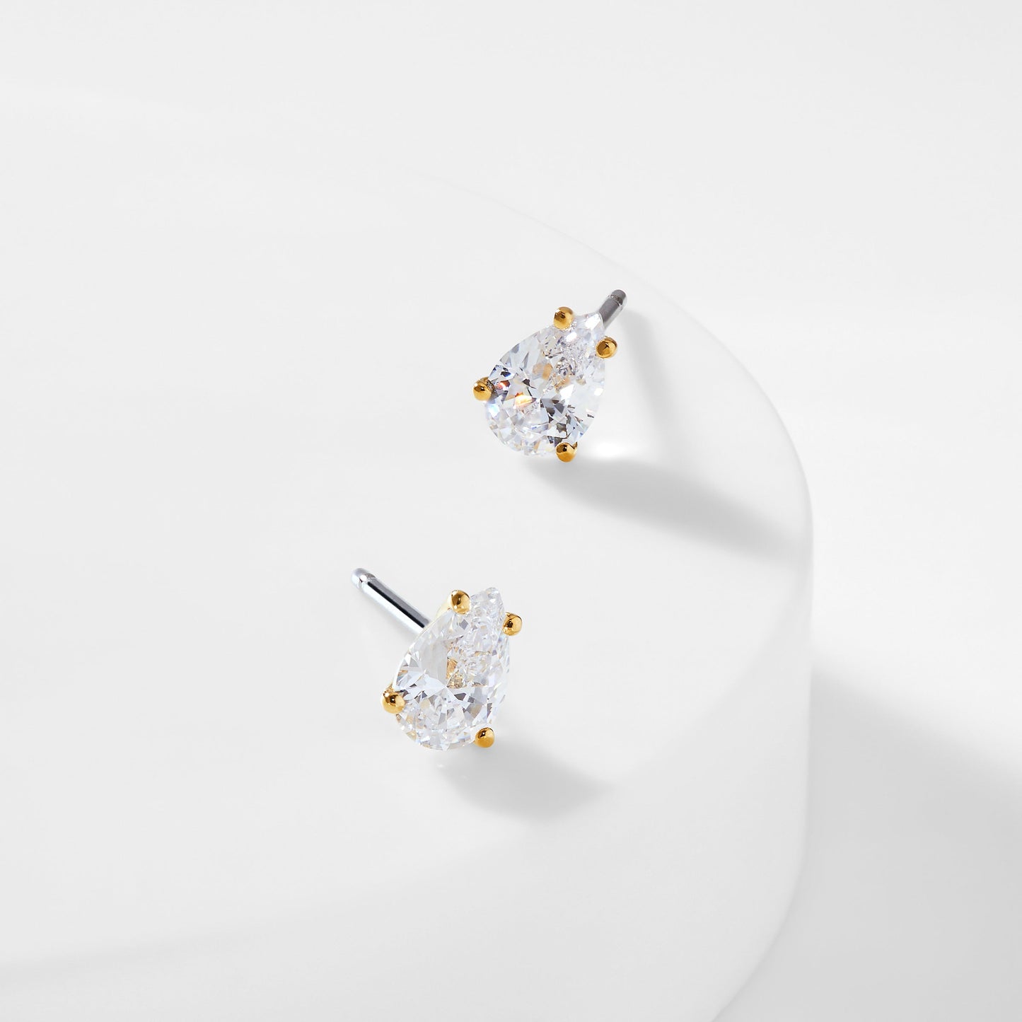 MODERN LOVE PEAR CZ STUD EARRINGS