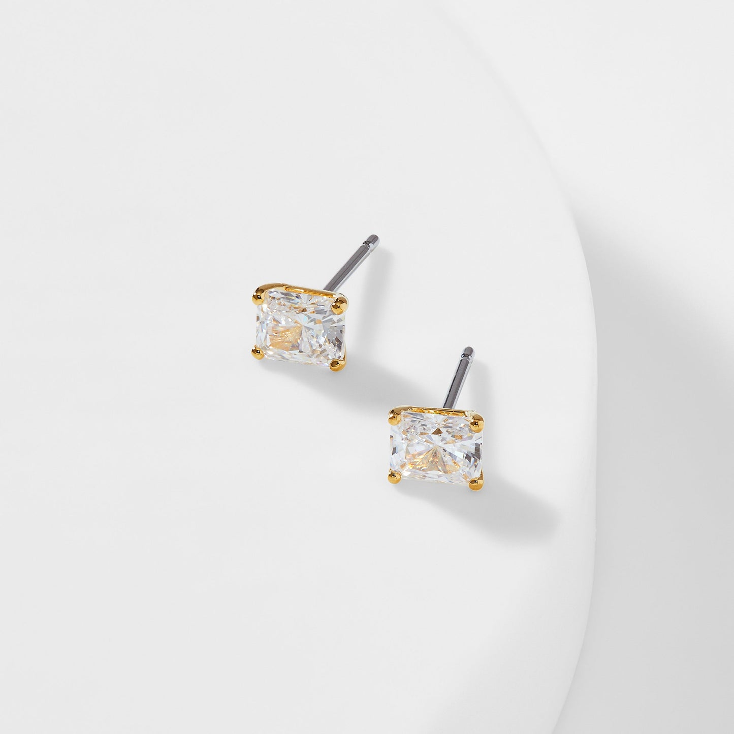 MODERN LOVE EMERALD CUT CZ STUD EARRINGS