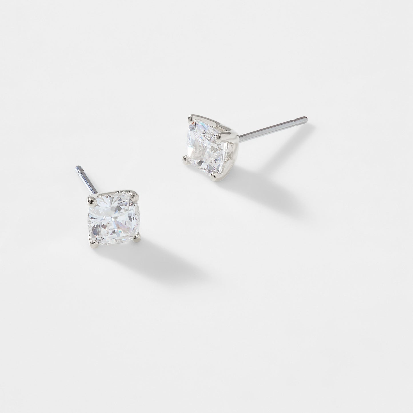 MODERN LOVE CUSHION CUT CZ STUD EARRINGS