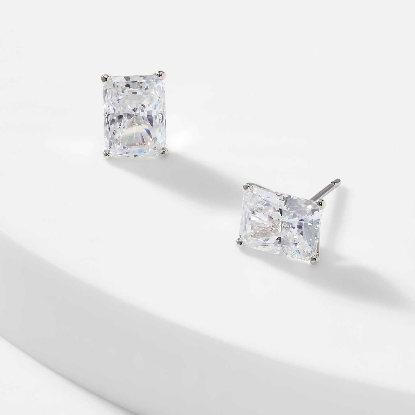 MODERN LOVE LARGE EMERALD CUT CZ STUD EARRINGS