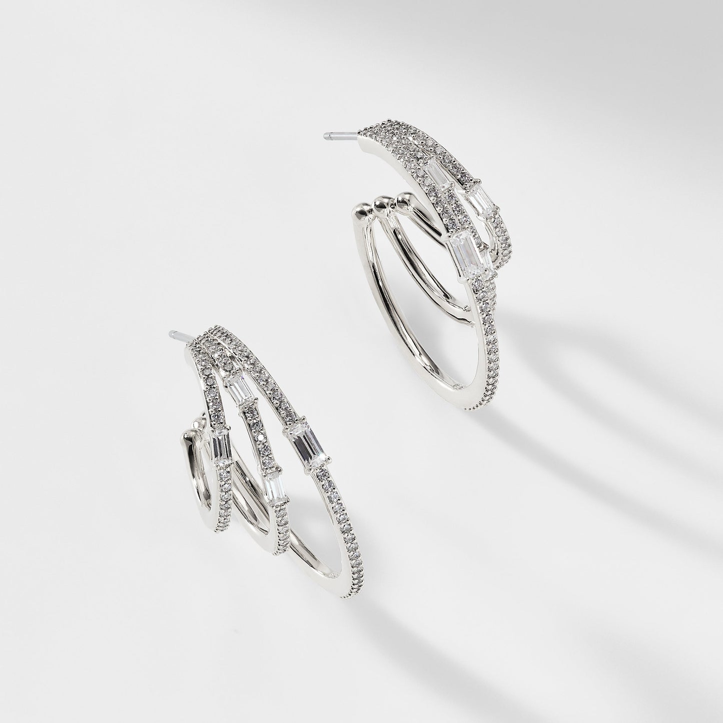 TRIPLE HOOP CZ EARRINGS