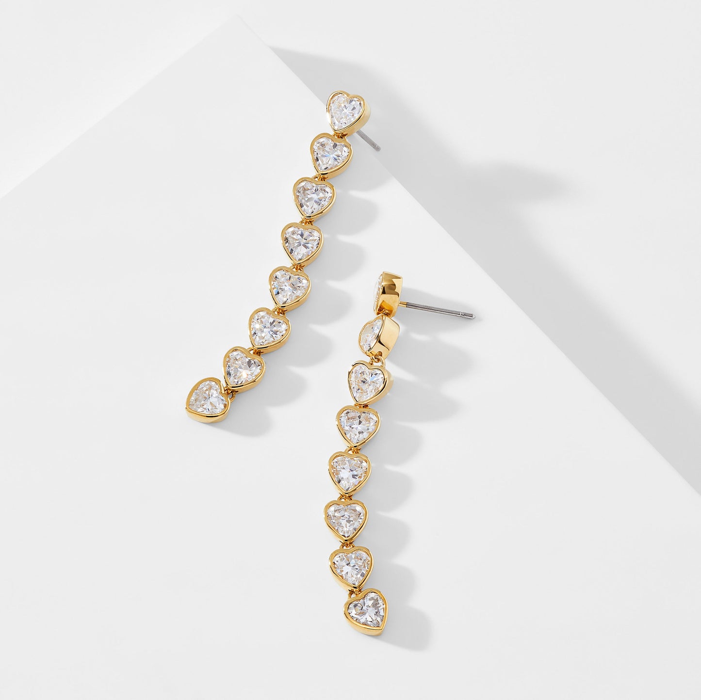 TENNIS ANYONE HEART CZ LINEAR EARRINGS