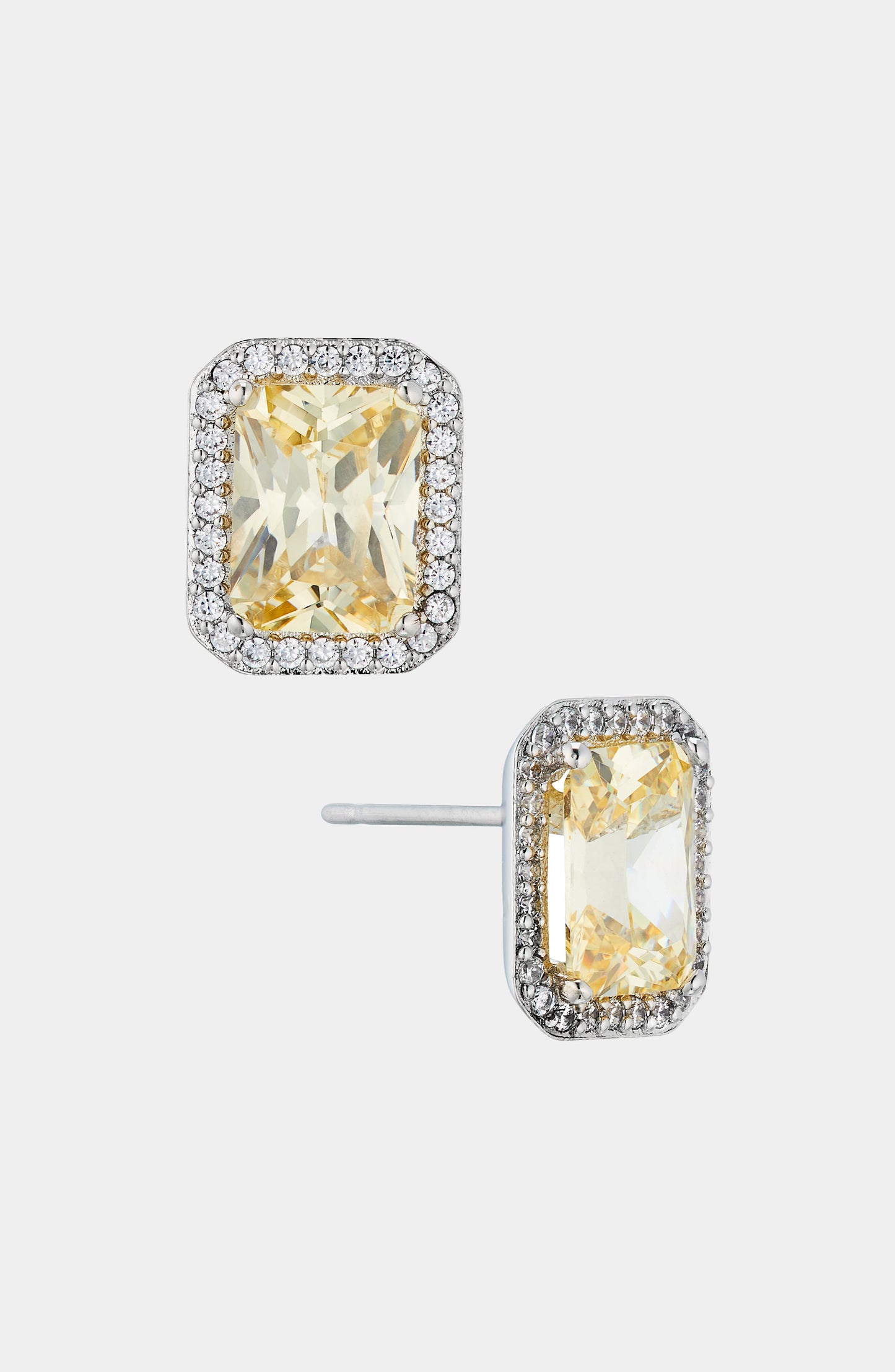 MODERN LOVE YELLOW EMERALD HALO STUD EARRINGS