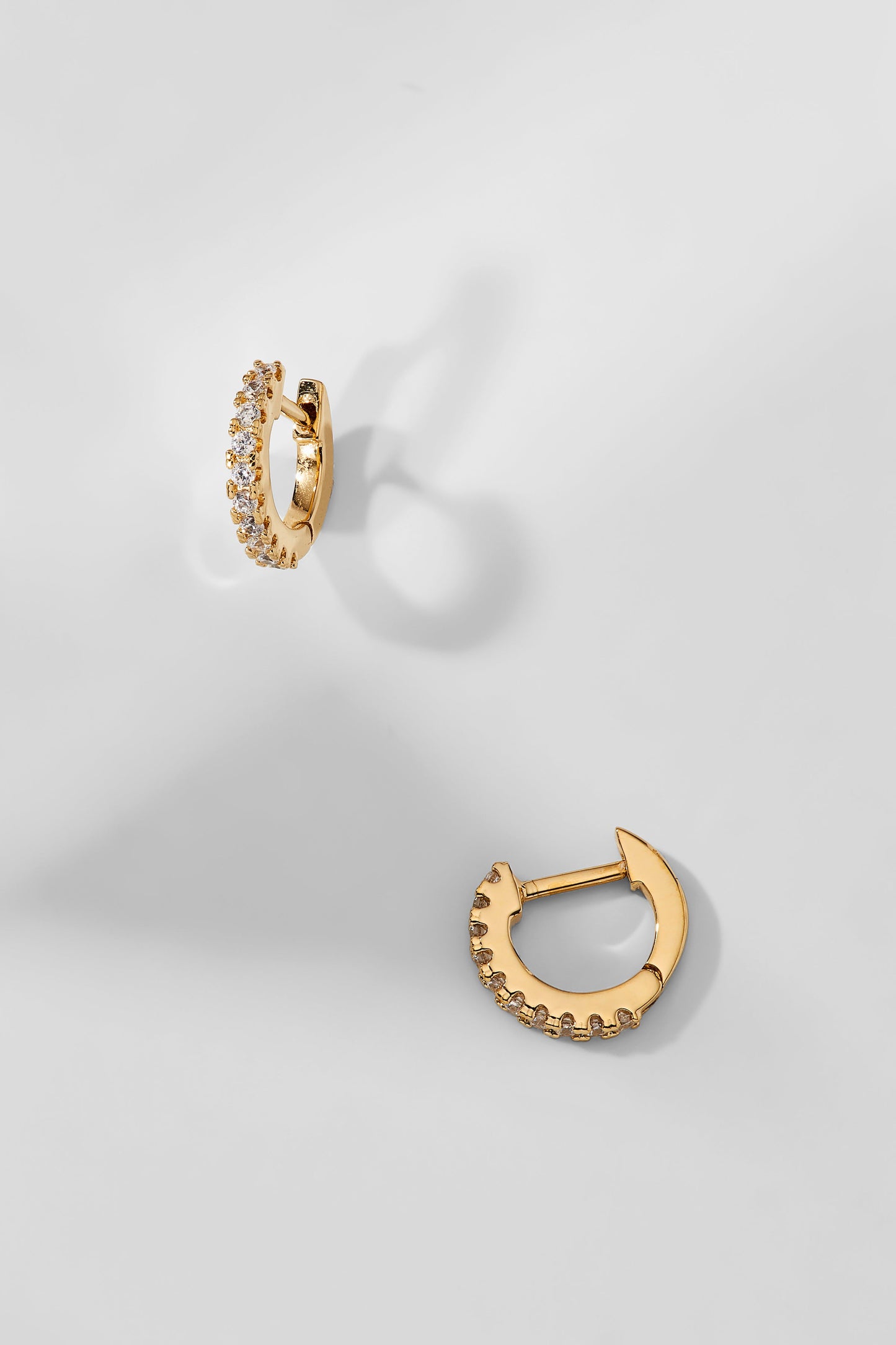 PERFECT HOOPS PAVE CZ 10MM HUGGIE HOOP EARRINGS