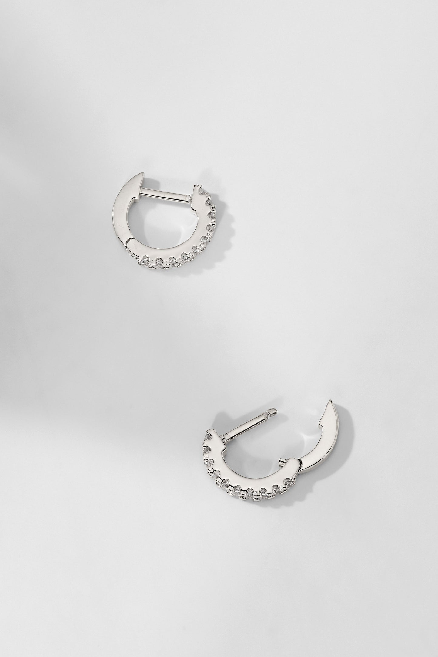 PERFECT HOOPS PAVE CZ 10MM HUGGIE HOOP EARRINGS