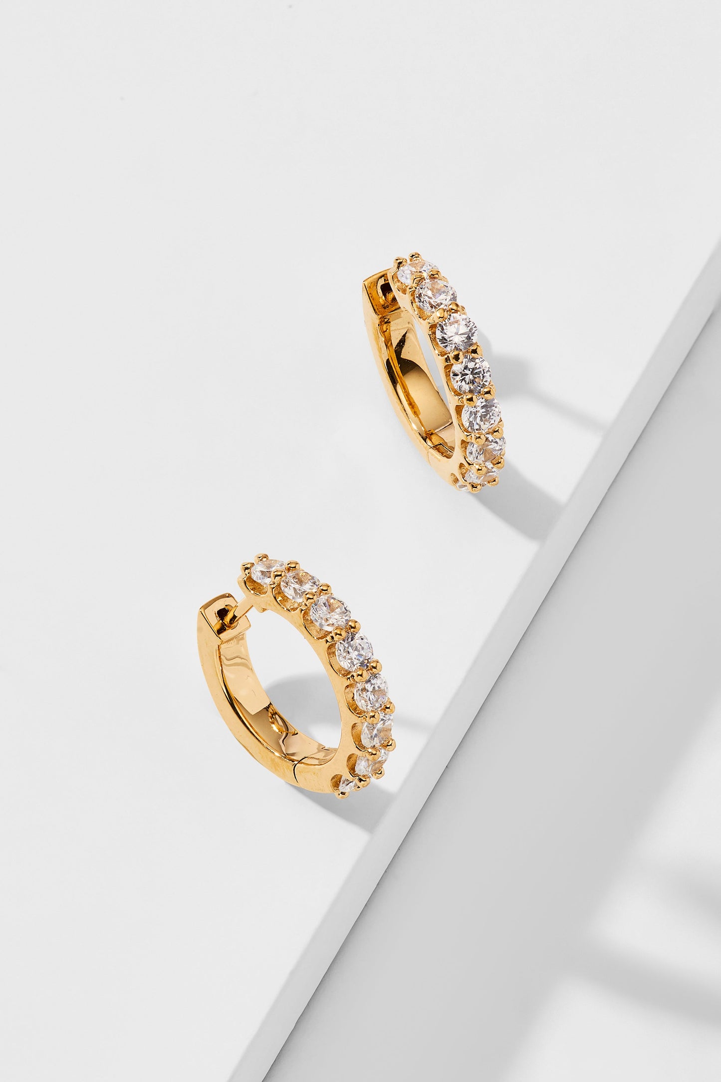 PERFECT HOOPS 2.5MM CZ X 15MM HUGGIE HOOP EARRINGS