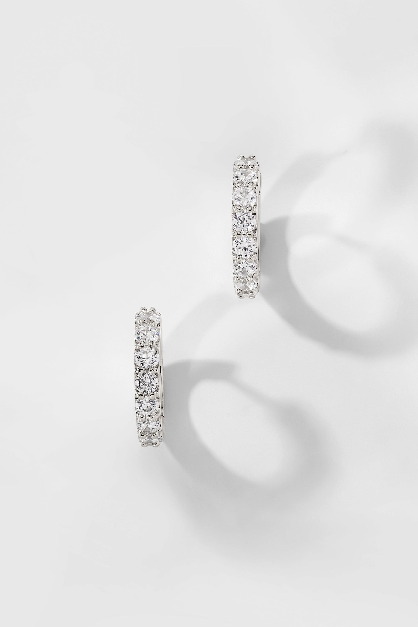 PERFECT HOOPS 2.5MM CZ X 15MM HUGGIE HOOP EARRINGS