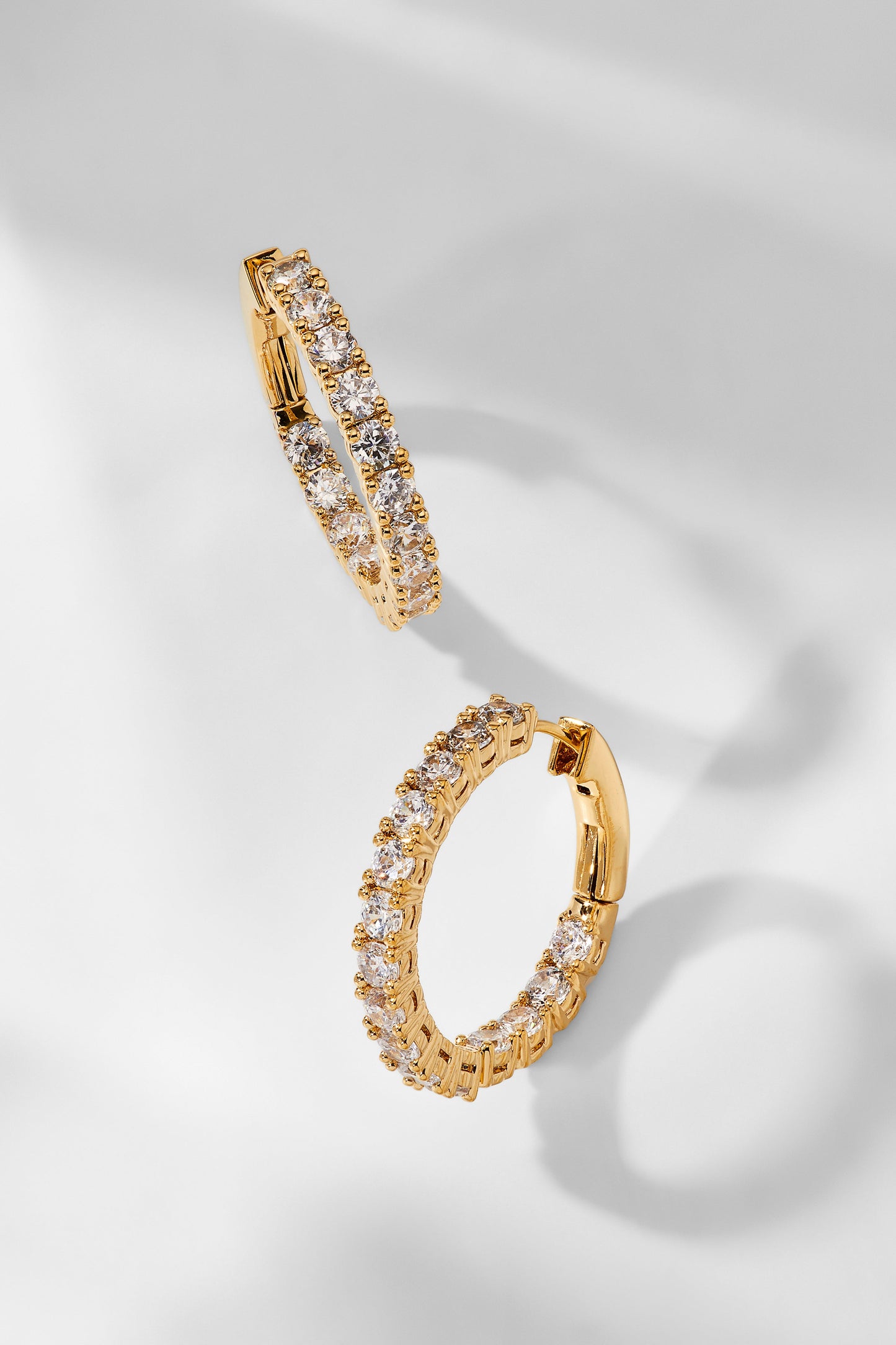 PERFECT HOOPS 2.5MM CZ X 20MM HOOP EARRINGS