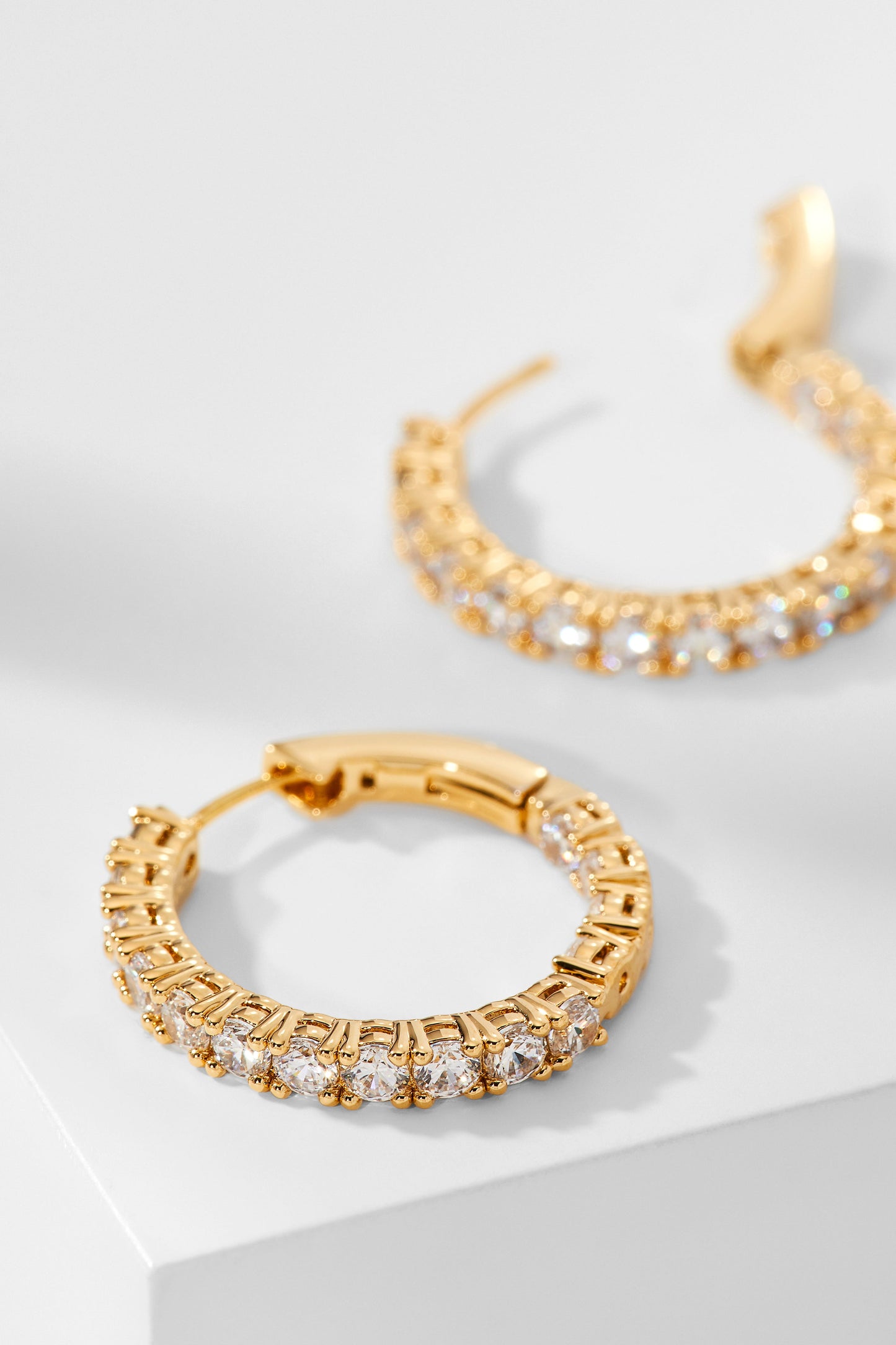 PERFECT HOOPS 2.5MM CZ X 20MM HOOP EARRINGS