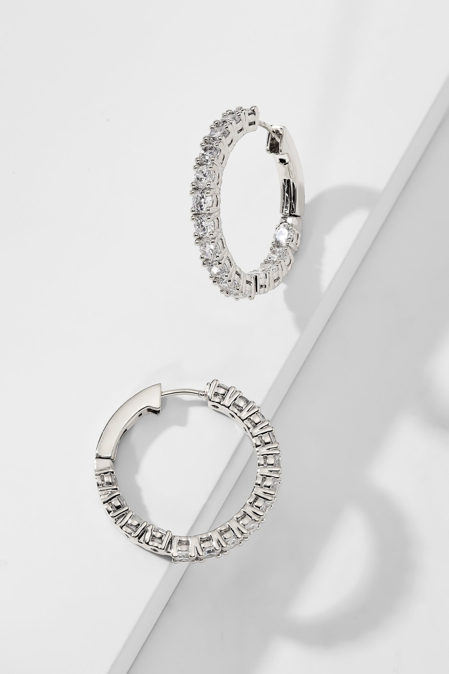 PERFECT HOOPS 2.5MM CZ X 20MM HOOP EARRINGS
