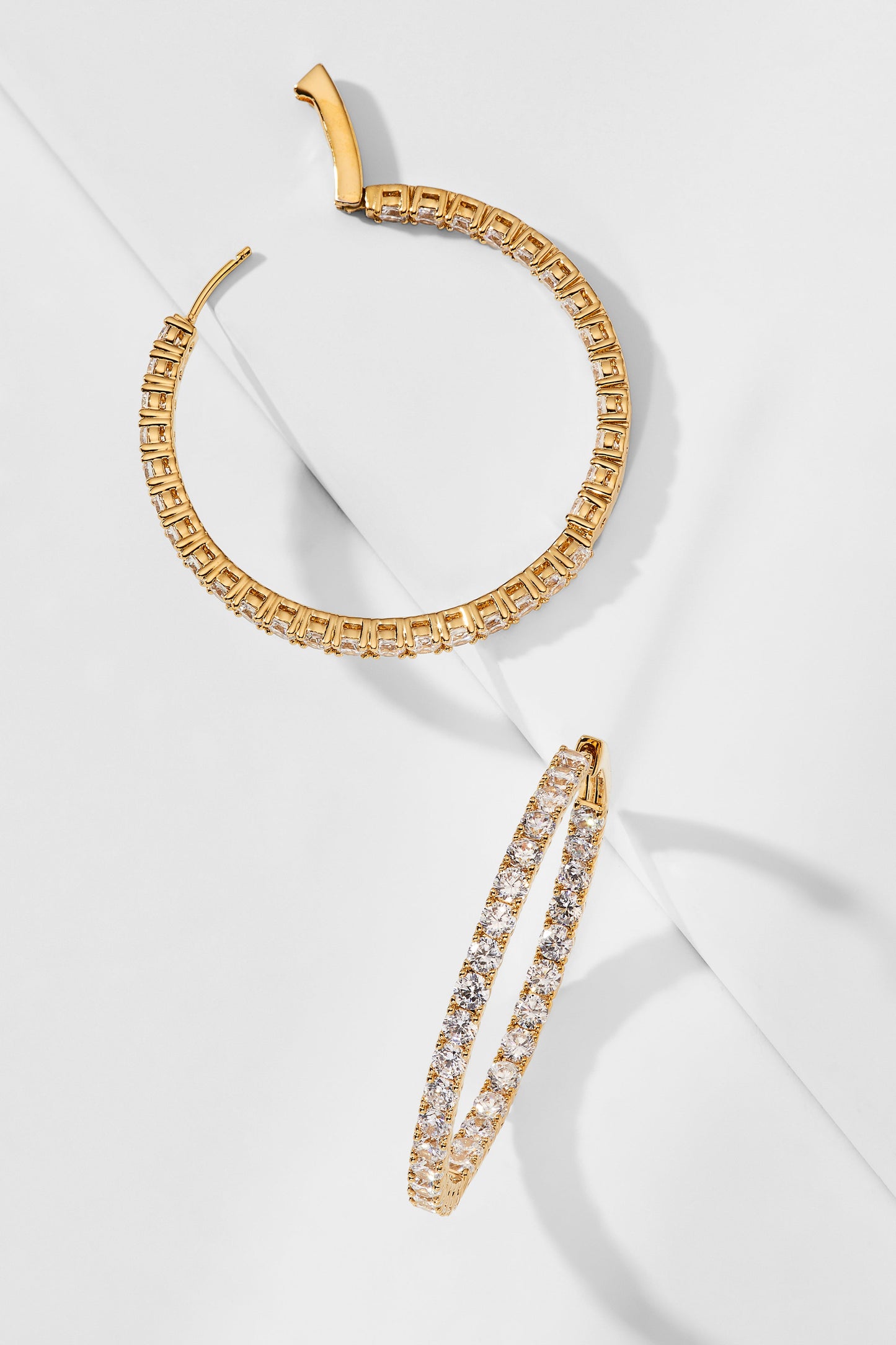 PERFECT HOOPS 2.5MM CZ X 35MM HOOP EARRINGS