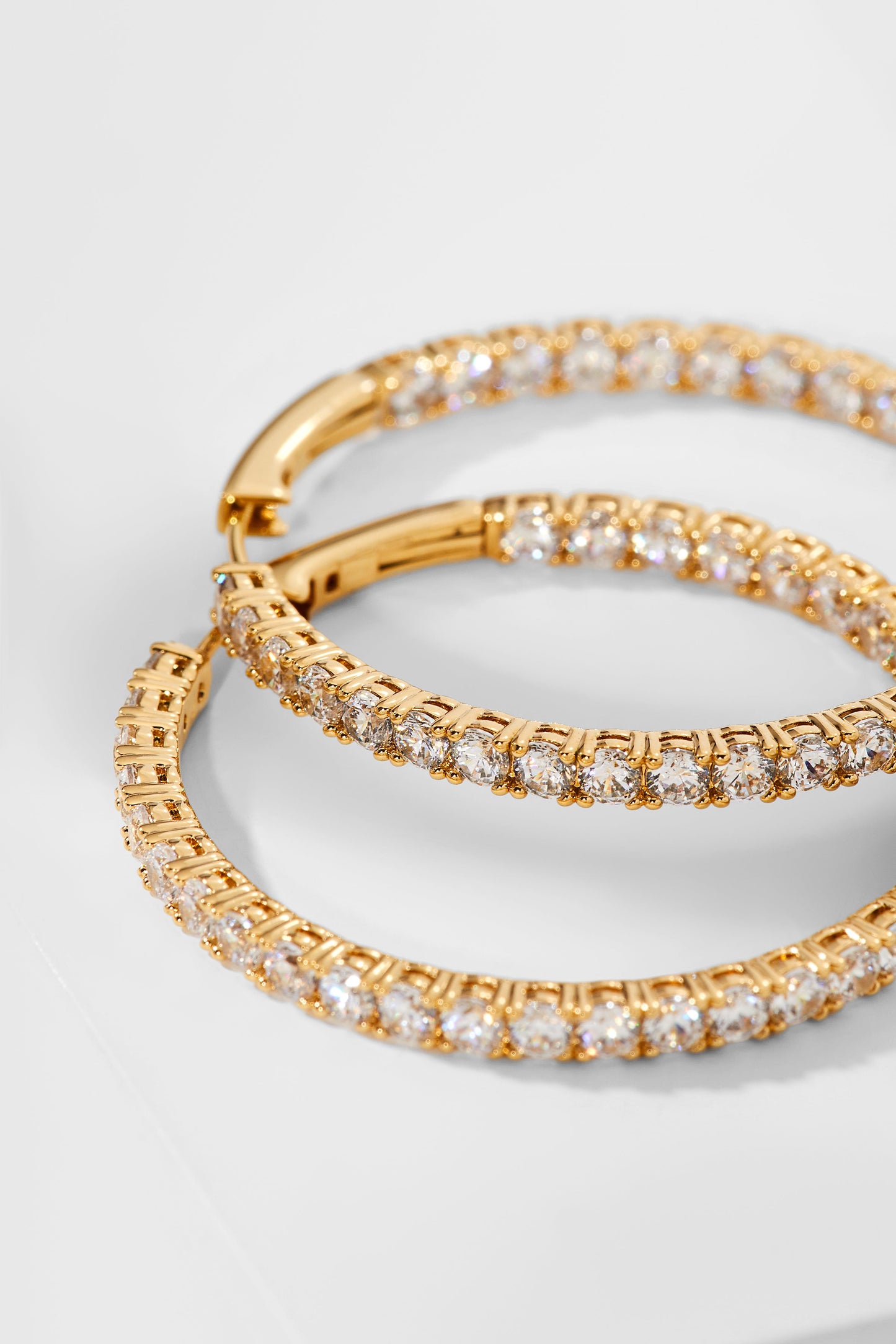 PERFECT HOOPS 2.5MM CZ X 35MM HOOP EARRINGS