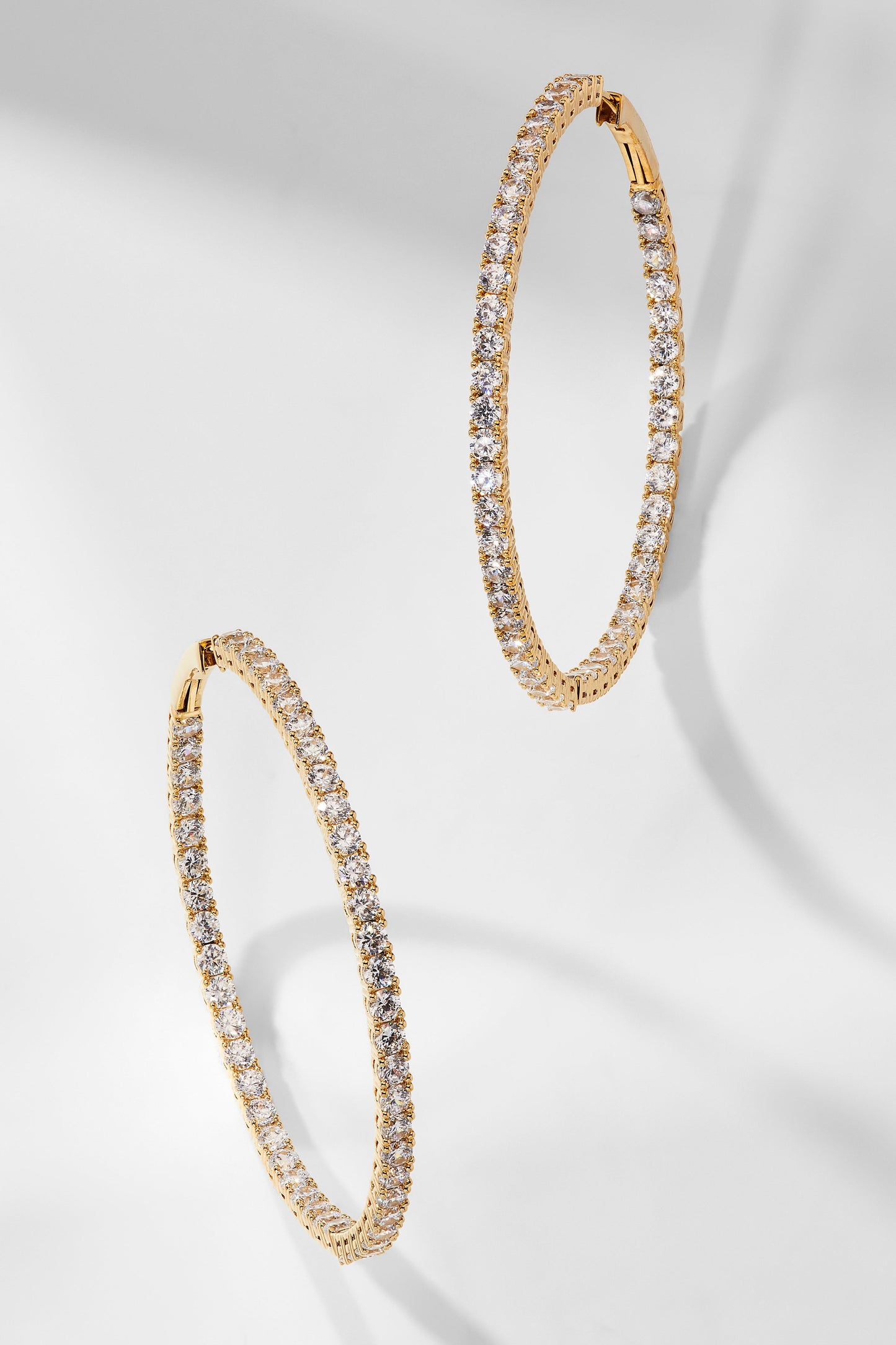 PERFECT HOOPS 2.5MM CZ X 50MM HOOP EARRINGS