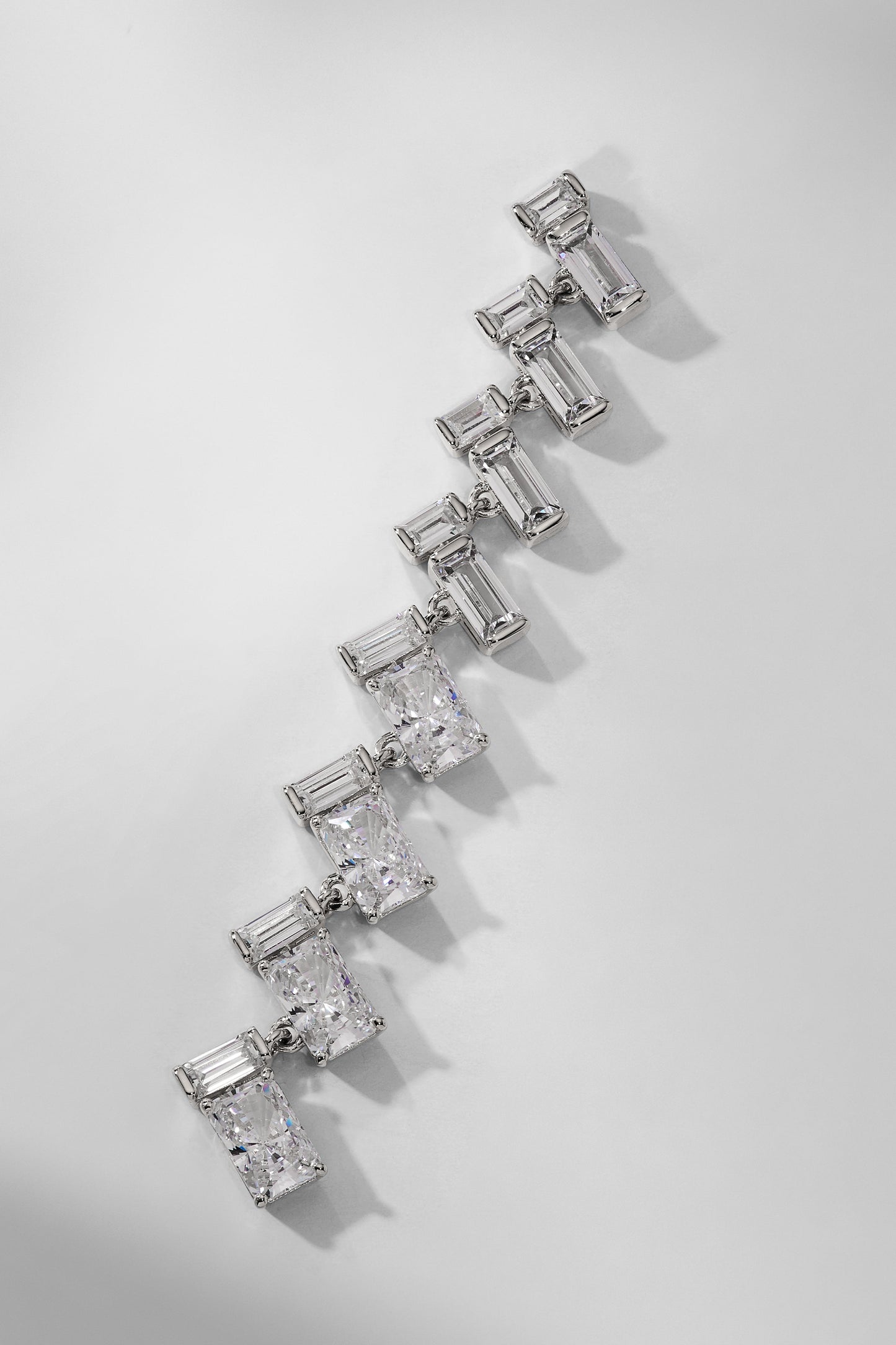 GWEN HERRINGBONE CZ LINEAR EARRINGS