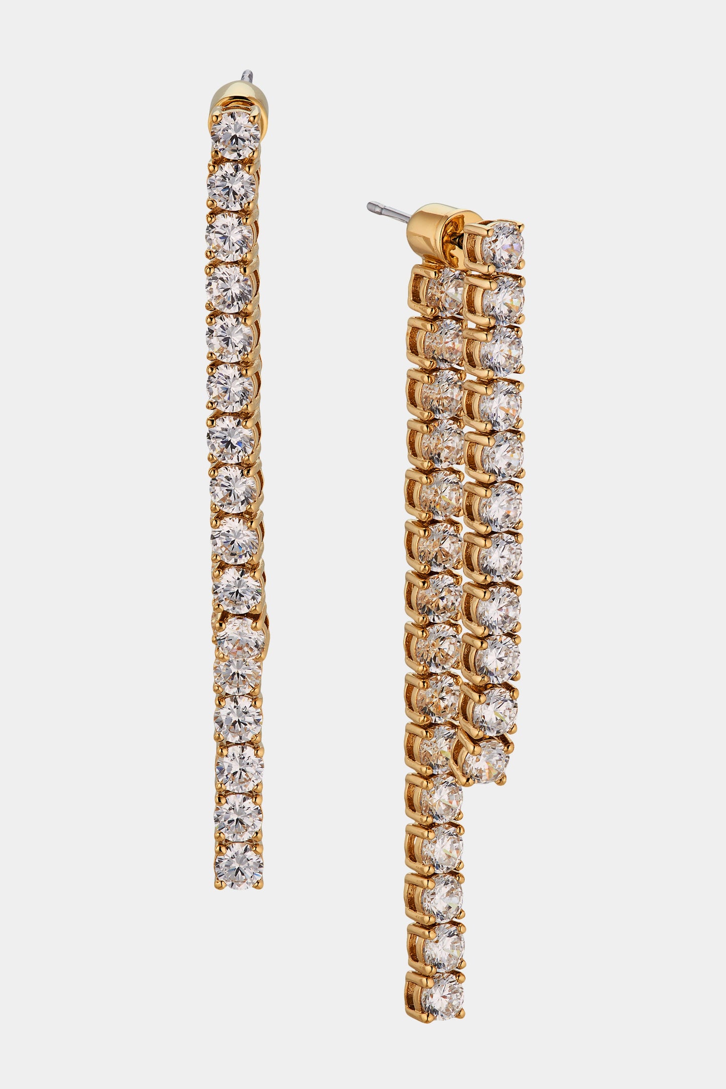 PERFECT TENNIS 3MM CZ FRONT BACK LINEAR EARRINGS