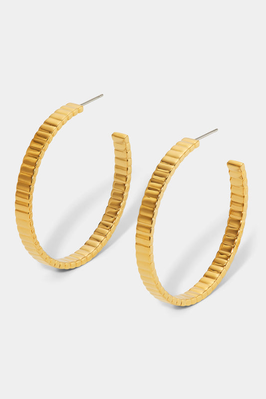 SUNLIGHT LARGE RIBBED C-HOOP EARRINGS