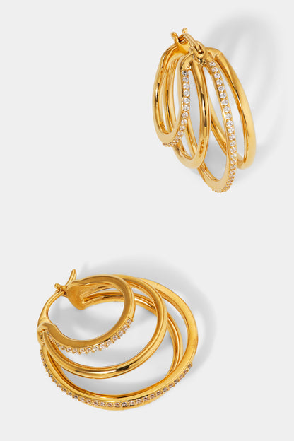 JUNO CZ QUADRUPLE HOOP EARRINGS