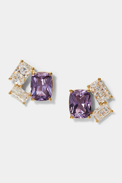 NORTHERN LIGHTS CLUSTER PURPLE CZ STUD EARRINGS