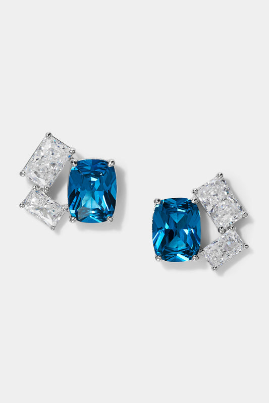 NORTHERN LIGHTS CLUSTER BLUE CZ STUD EARRINGS