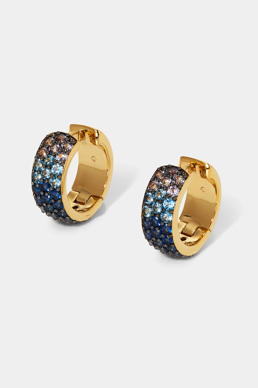 NORTHERN LIGHTS OMBRE PAVE CZ HUGGIE EARRINGS