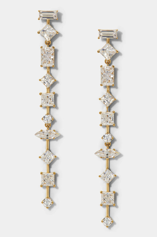 RARE JEWELS MULTI CZ LINEAR EARRINGS