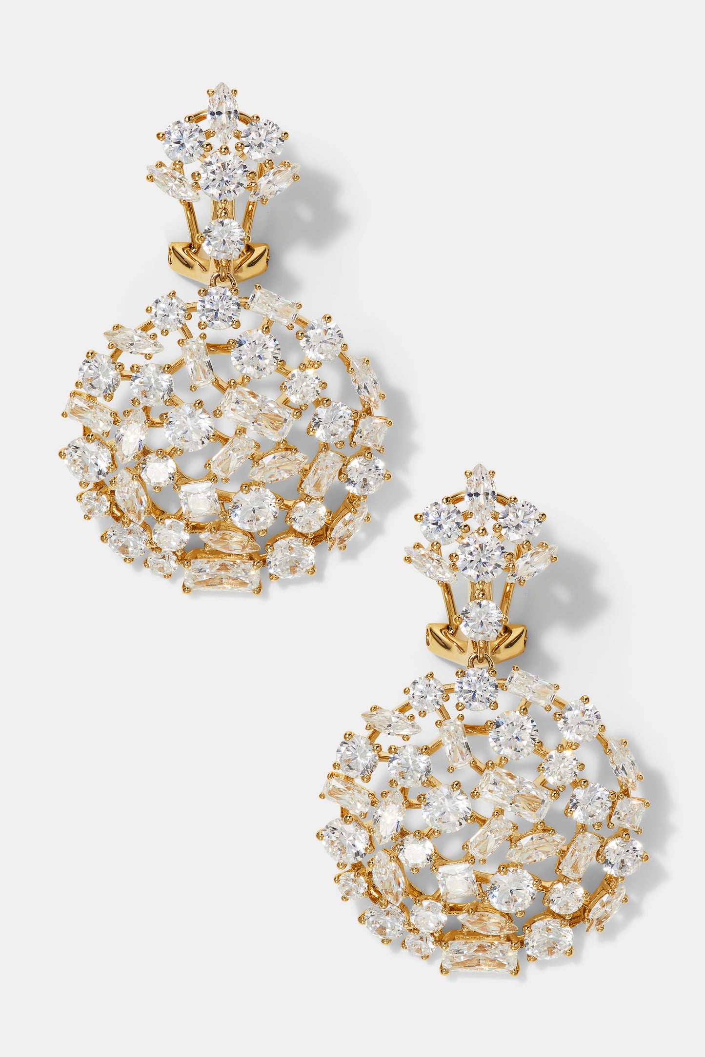 RARE JEWELS CLUSTER CZ STATEMENT DROP EARRINGS