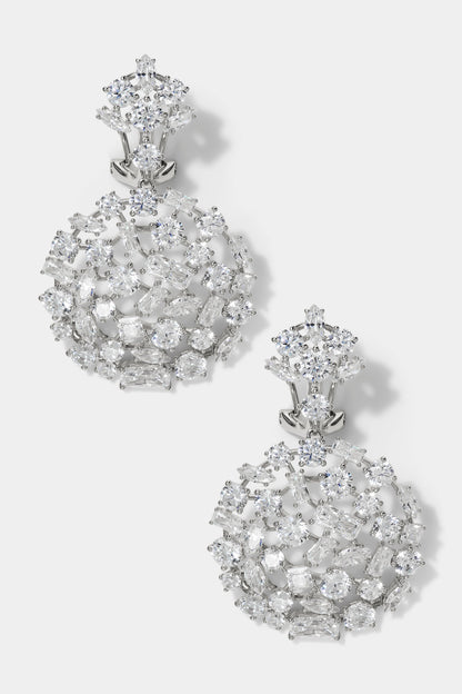 RARE JEWELS CLUSTER CZ STATEMENT DROP EARRINGS