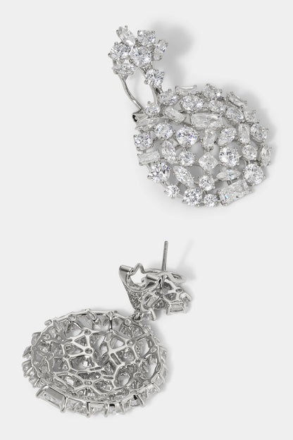 RARE JEWELS CLUSTER CZ STATEMENT DROP EARRINGS