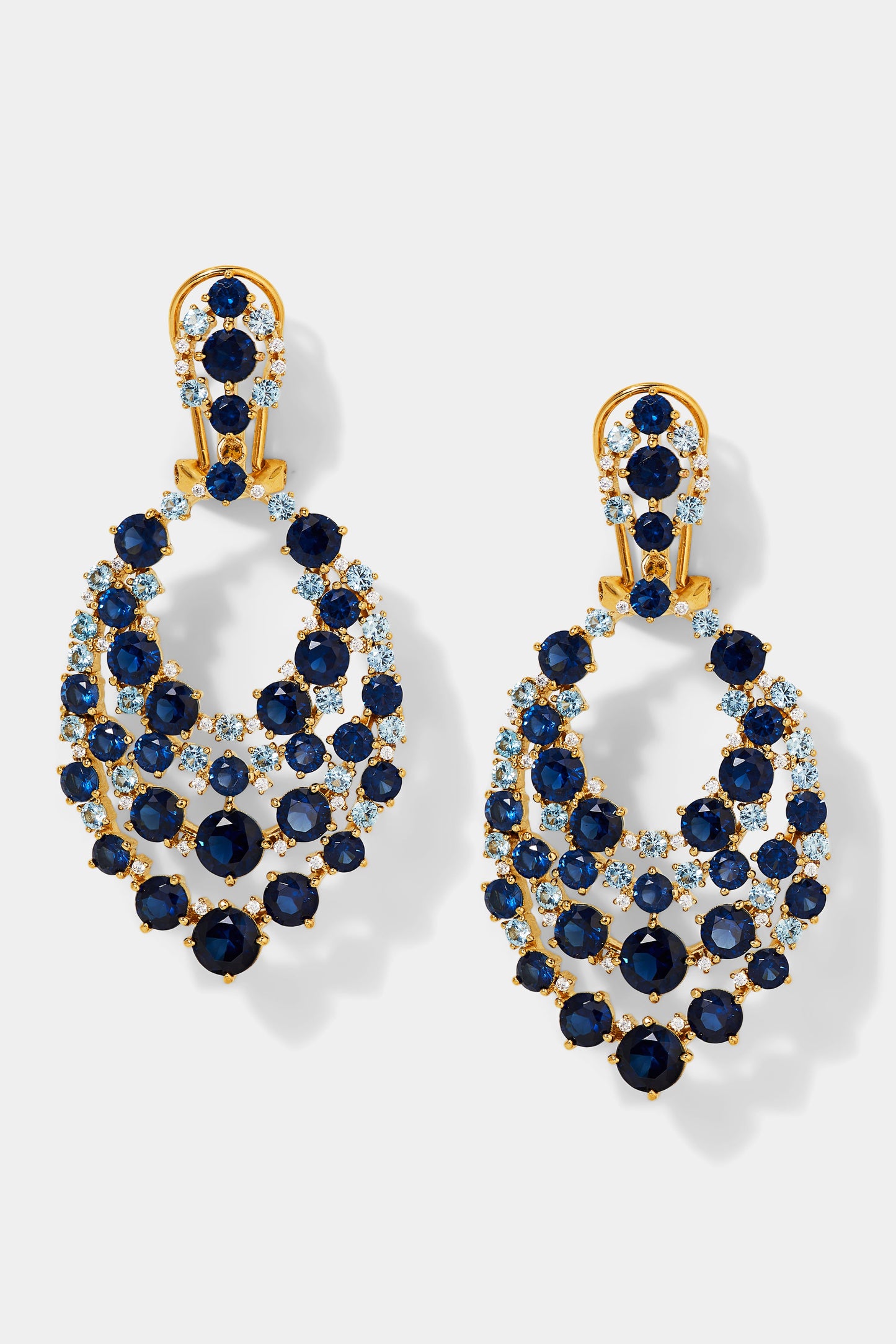 STARLET BLUE CZ MOSAIC DROP EARRINGS