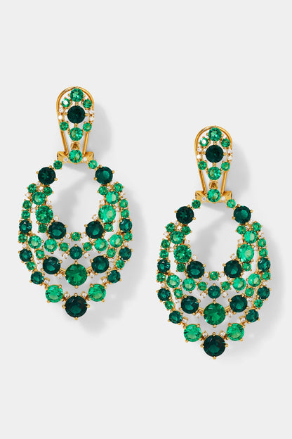 STARLET GREEN CZ MOSAIC DROP EARRINGS