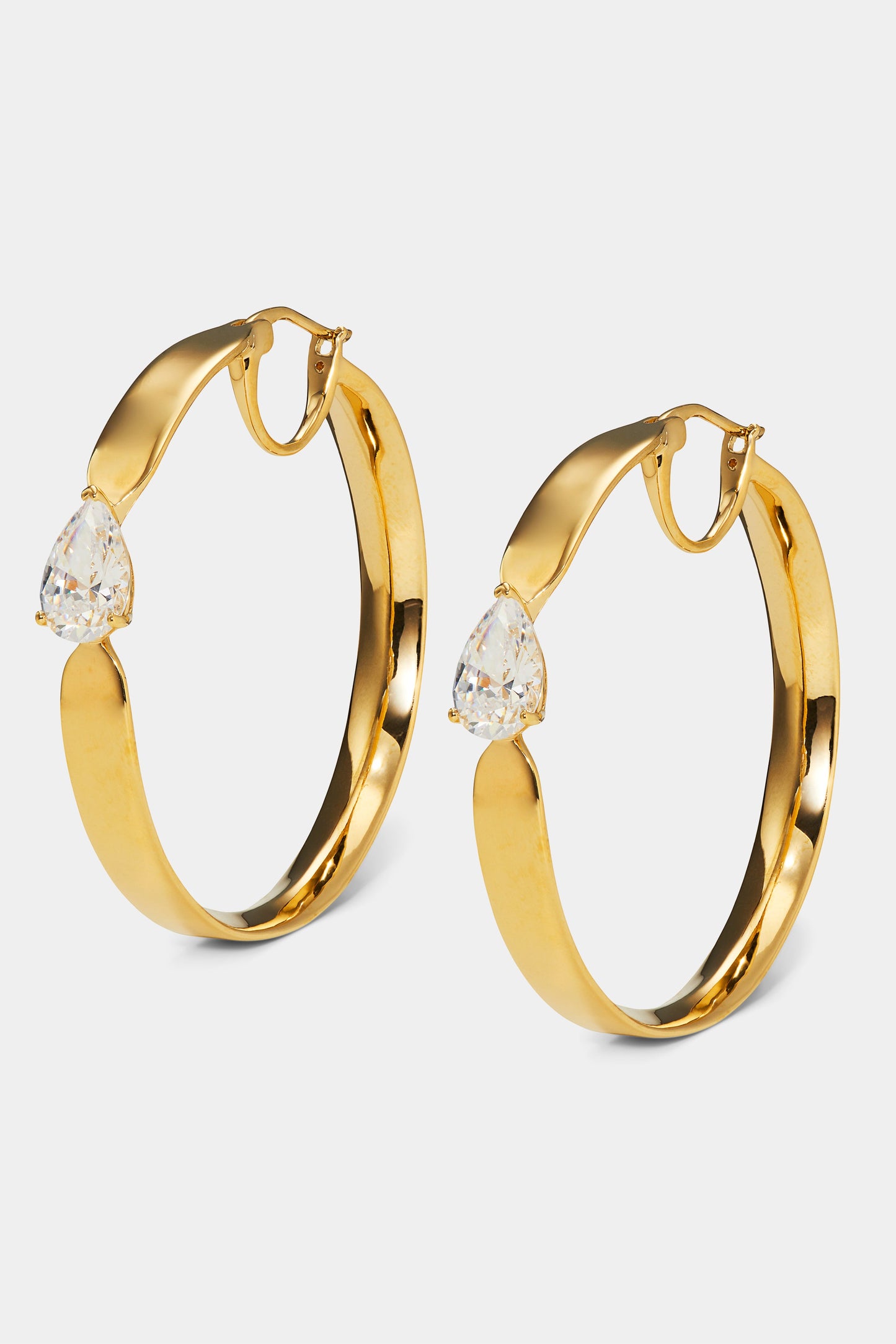 FARRAH PEAR CZ HOOP EARRINGS