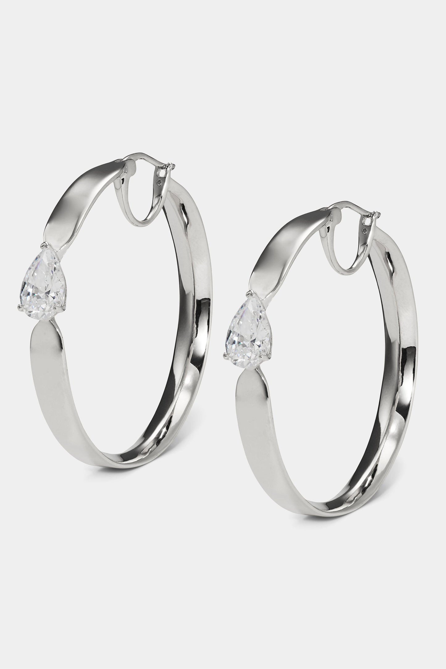 FARRAH PEAR CZ HOOP EARRINGS