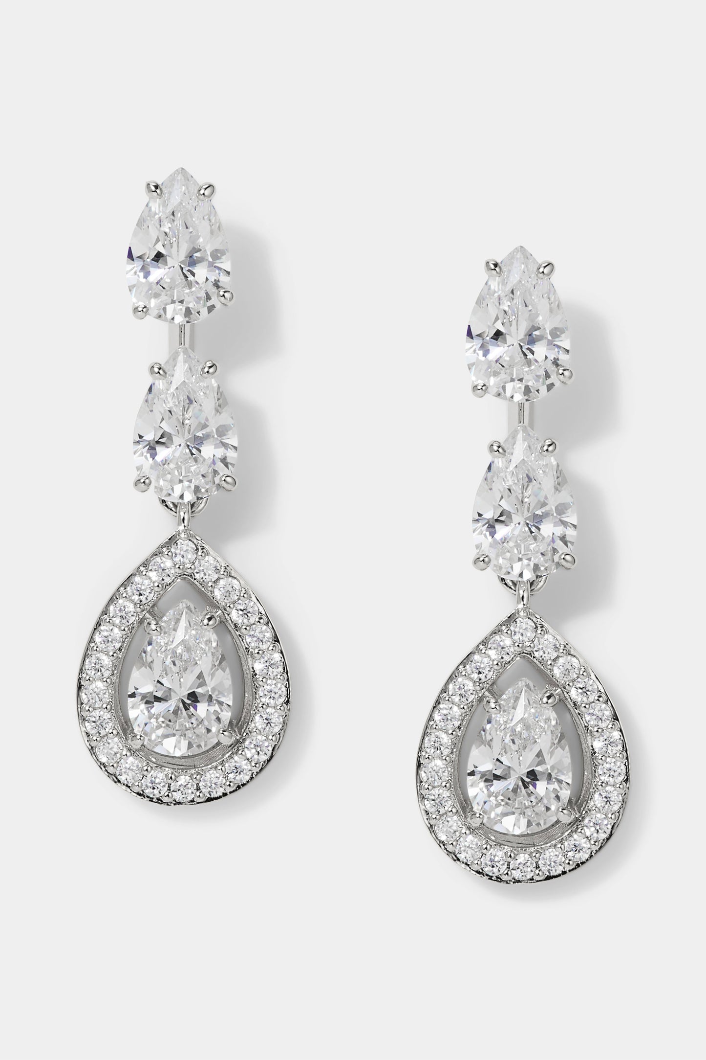 RADIANT PEAR CZ DROP POST EARRINGS