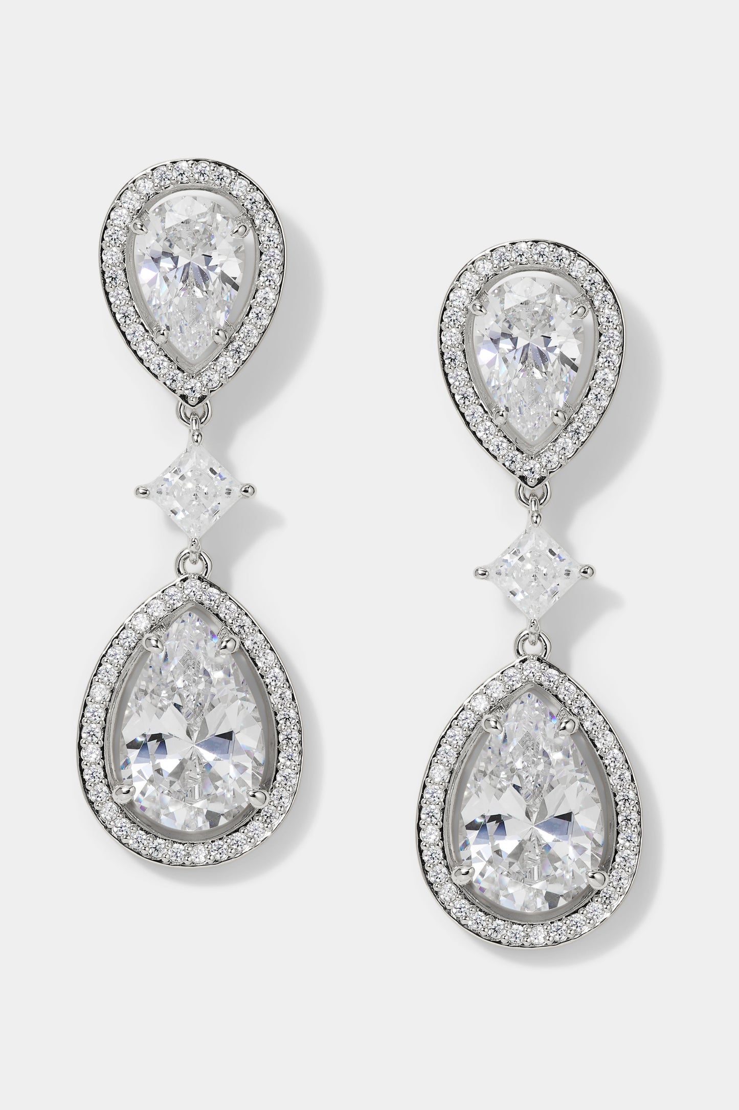 RADIANT DOUBLE PEAR CZ DROP EARRINGS