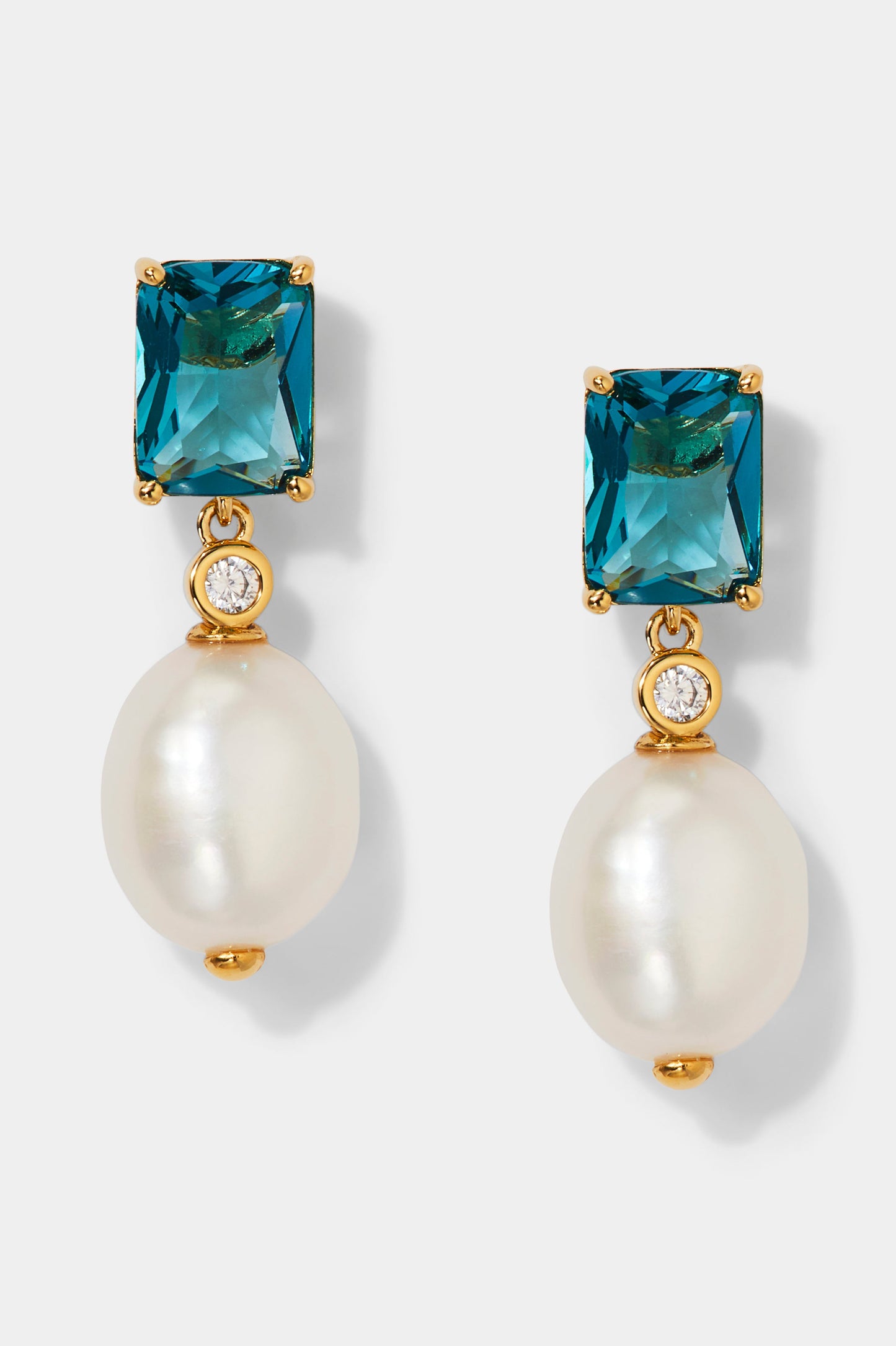 BLUE LAGOON PEARL DROP EARRINGS IN GOLD PLATING