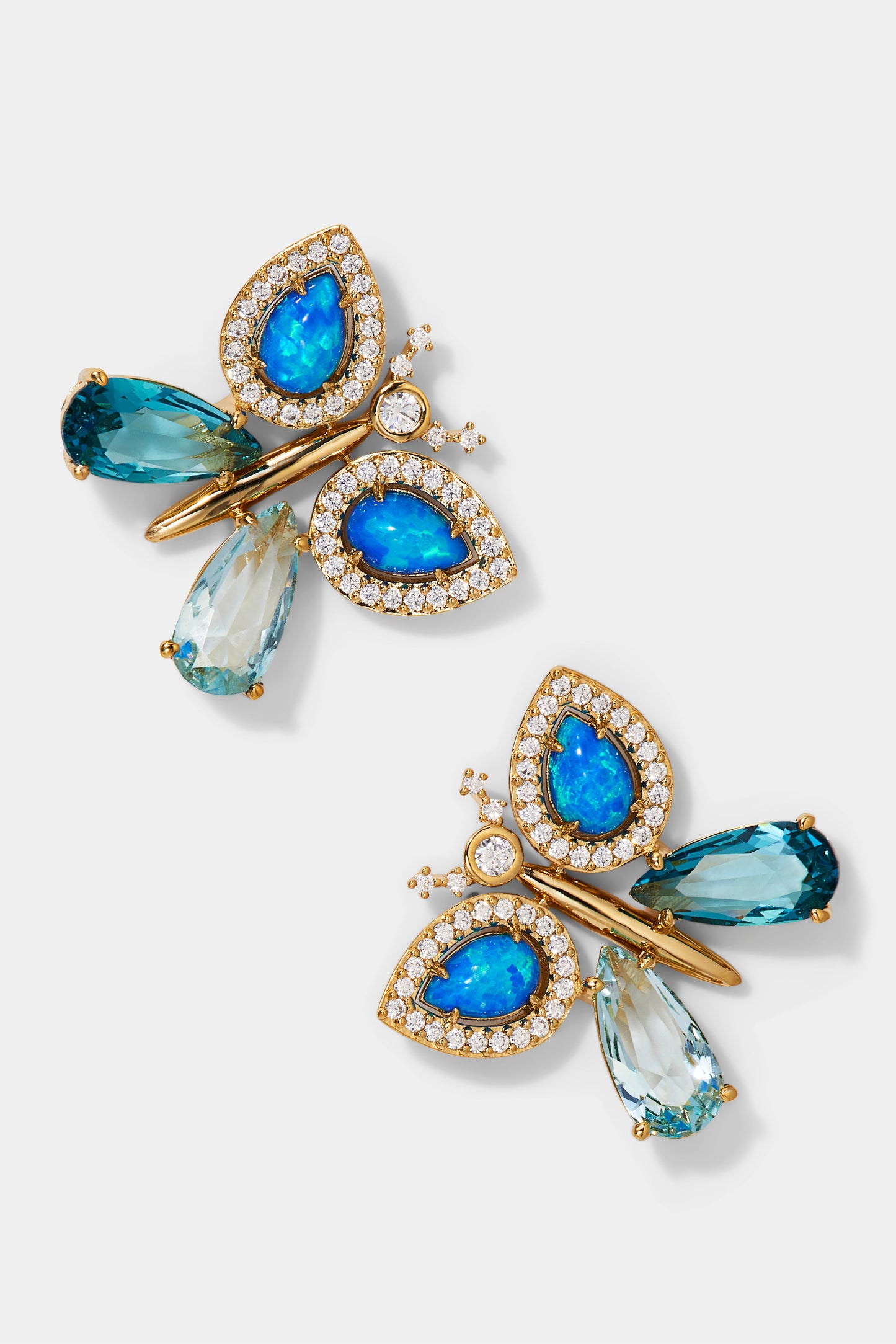 BLUE LAGOON BUTTERFLY EARRINGS IN GOLD PLATING