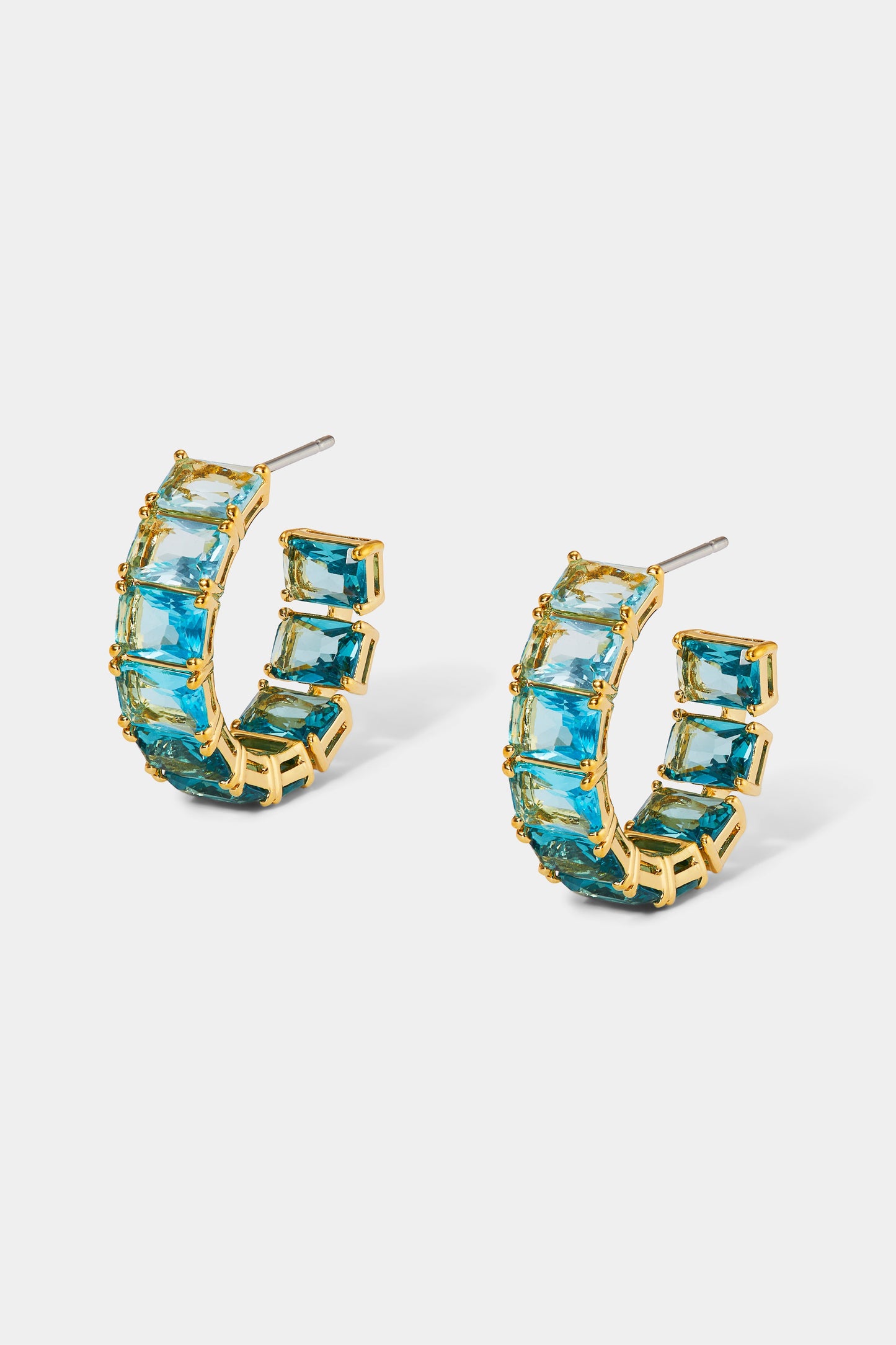 BLUE LAGOON OMBRE C HOOP EARRINGS IN GOLD PLATING