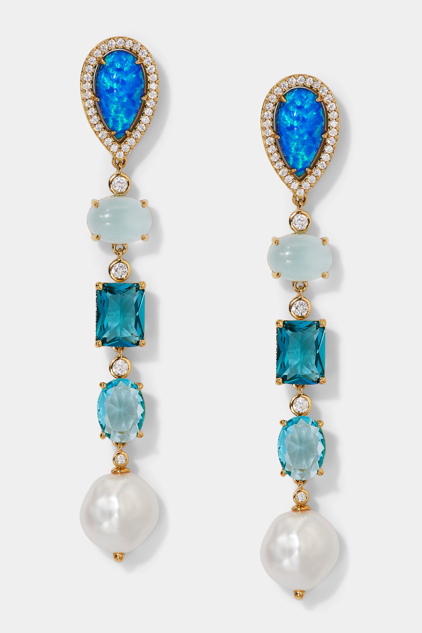 BLUE LAGOON LINEAR EARRINGS IN GOLD PLATING