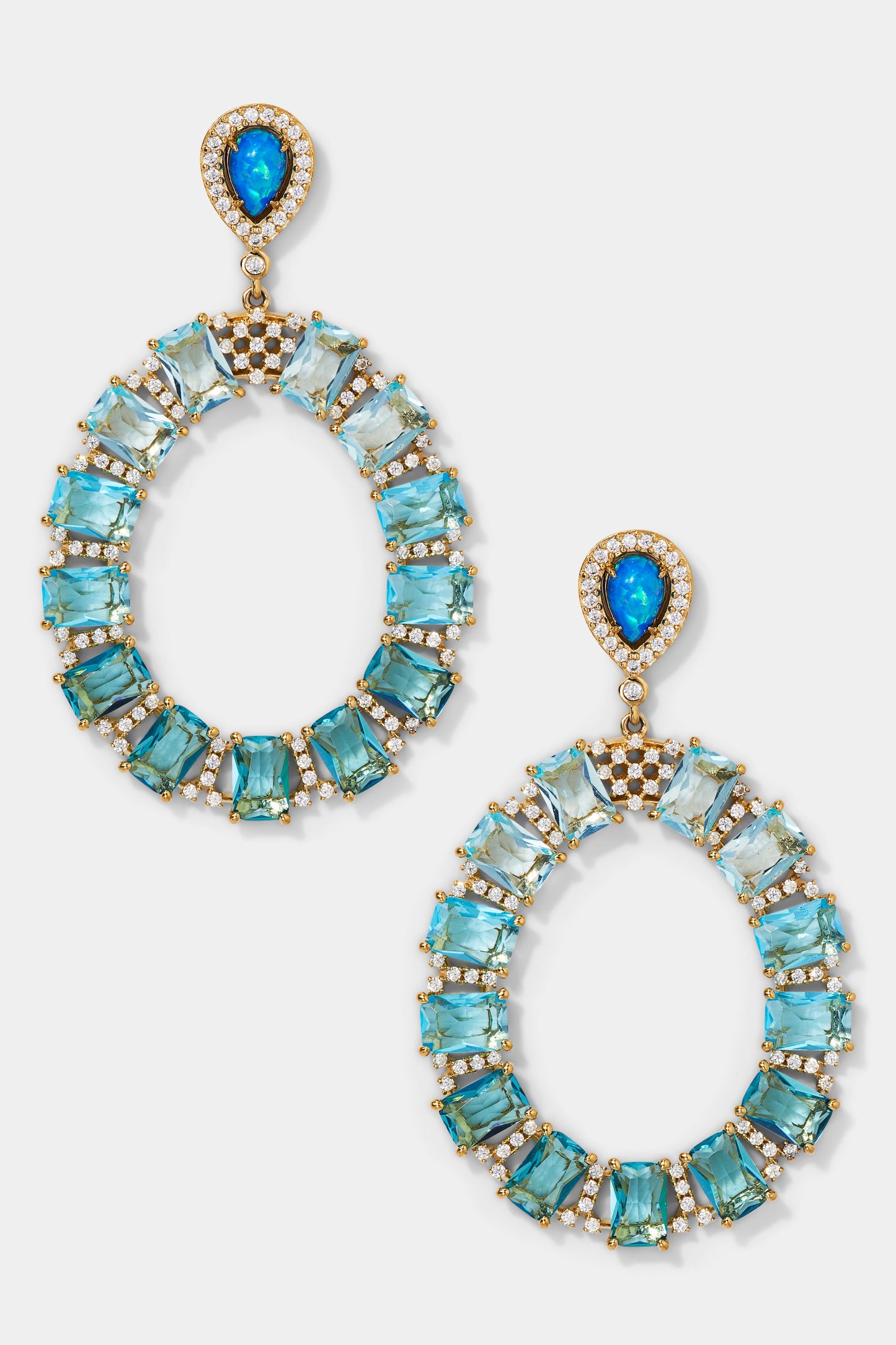 BLUE LAGOON FRONTAL HOOP EARRINGS IN GOLD PLATING