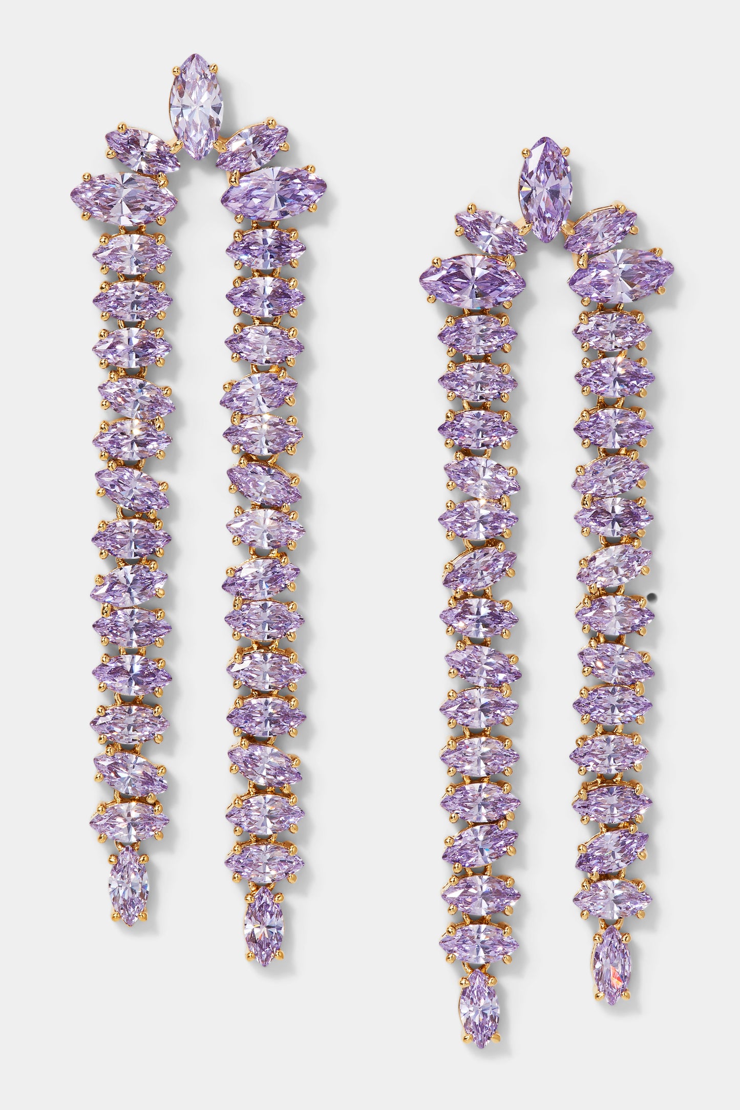 PALM SPRINGS LAVENDER DOUBLE LINEAR EARRINGS IN GOLD PLATING