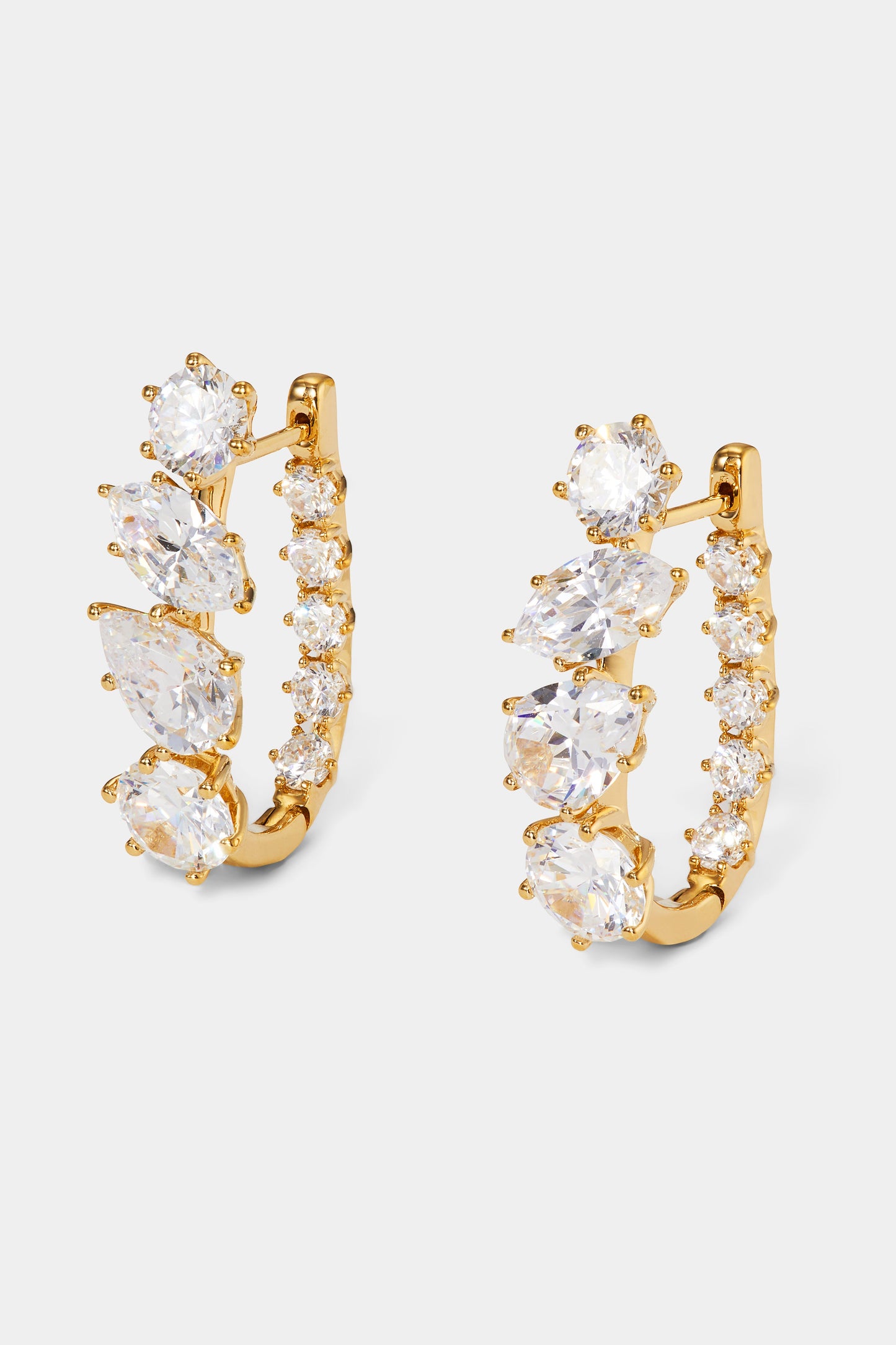 BEATRIX MIXED CZ U HOOP EARRINGS